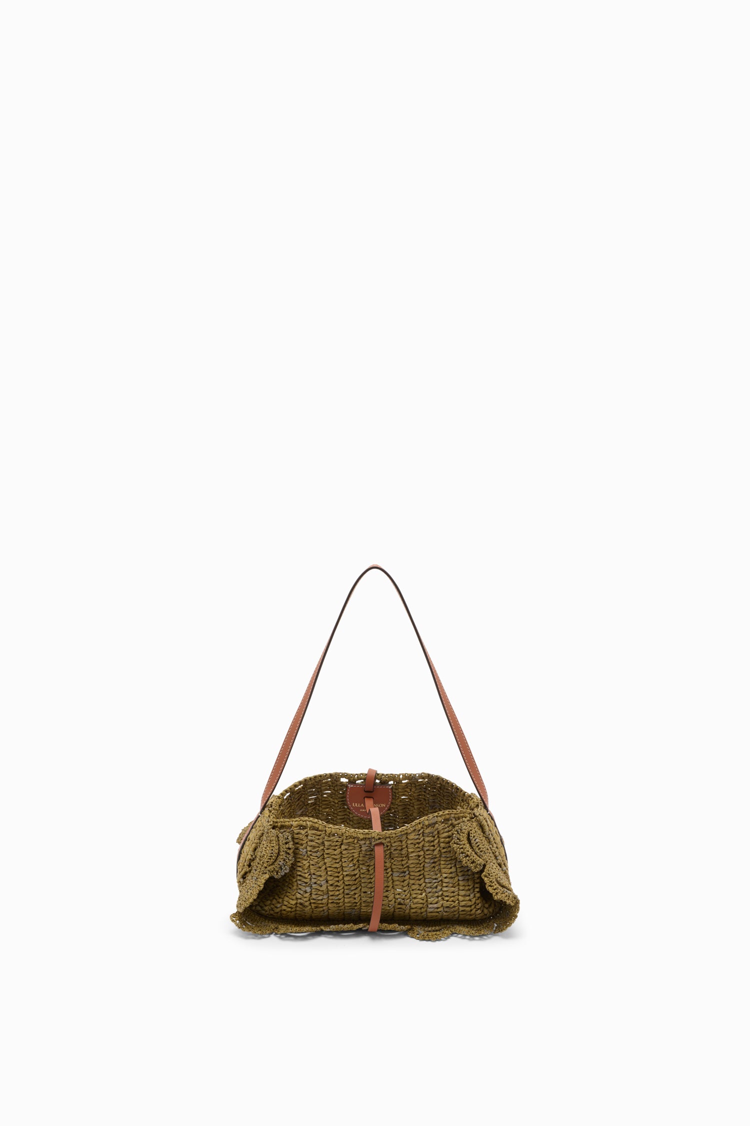 Ulla Johnson Marina pochette raphia Olive épaule