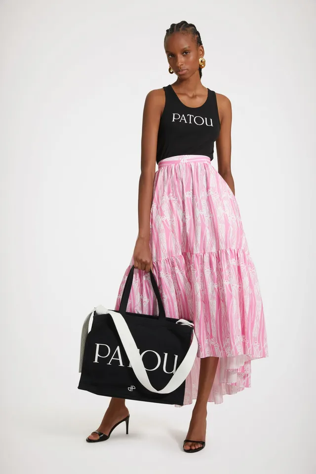 Patou P23SK03801195054 jupe maxi coton bio rose Art Deco Pink