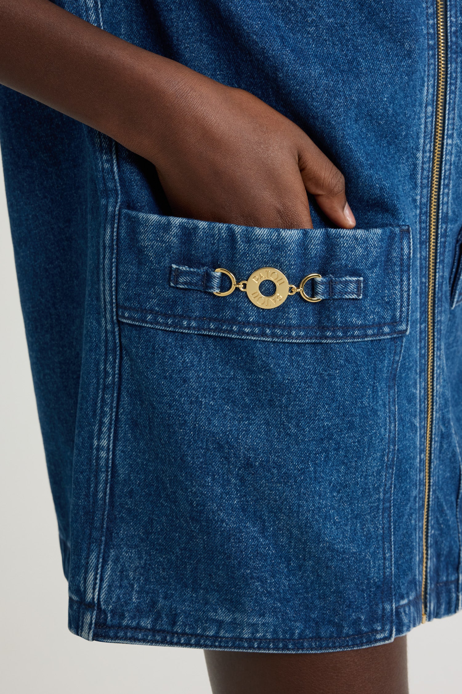 Patou Denim DR170 robe en jean bleu ink mini zippée