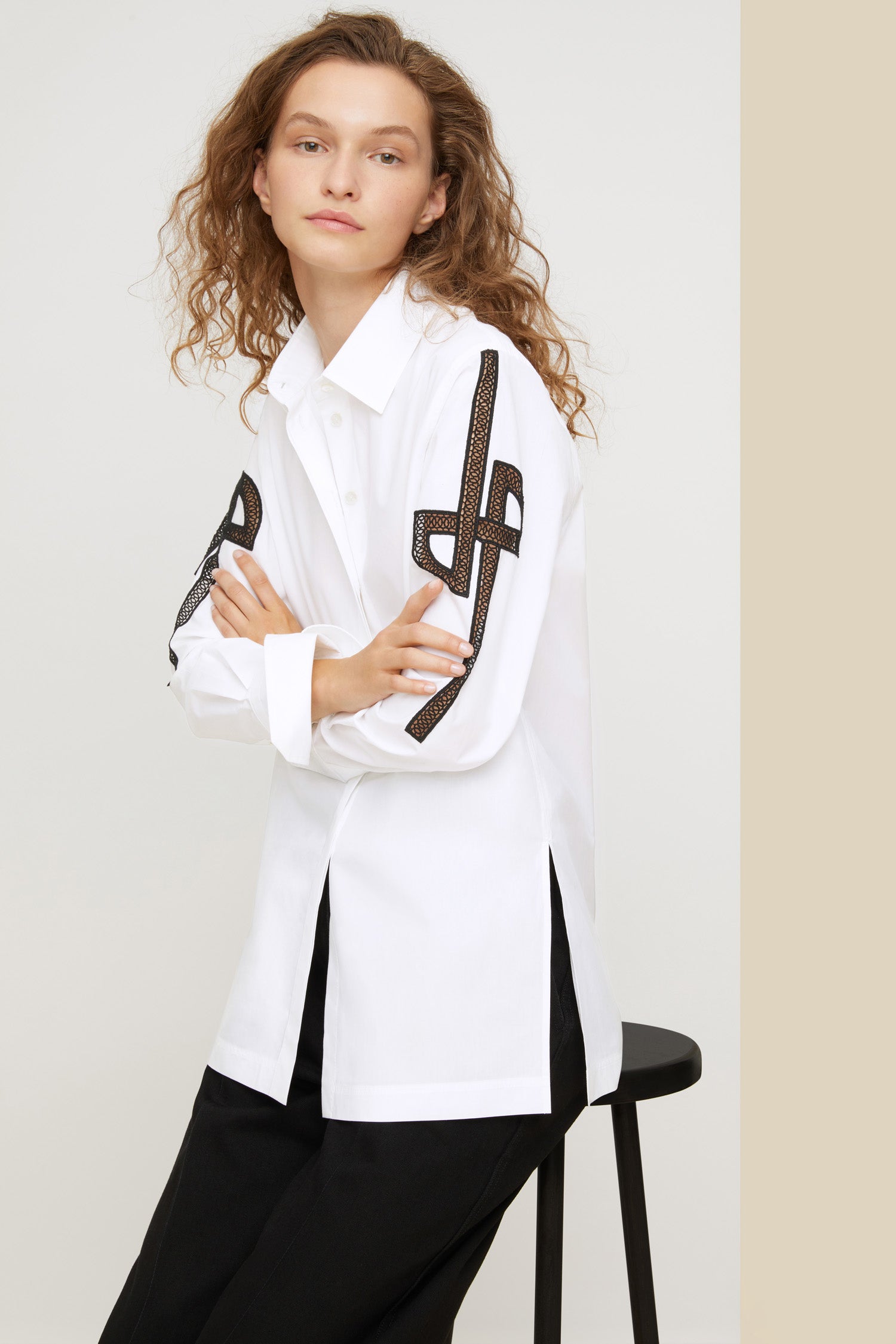 Patou BL013 chemise coton bio blanche broderie JP