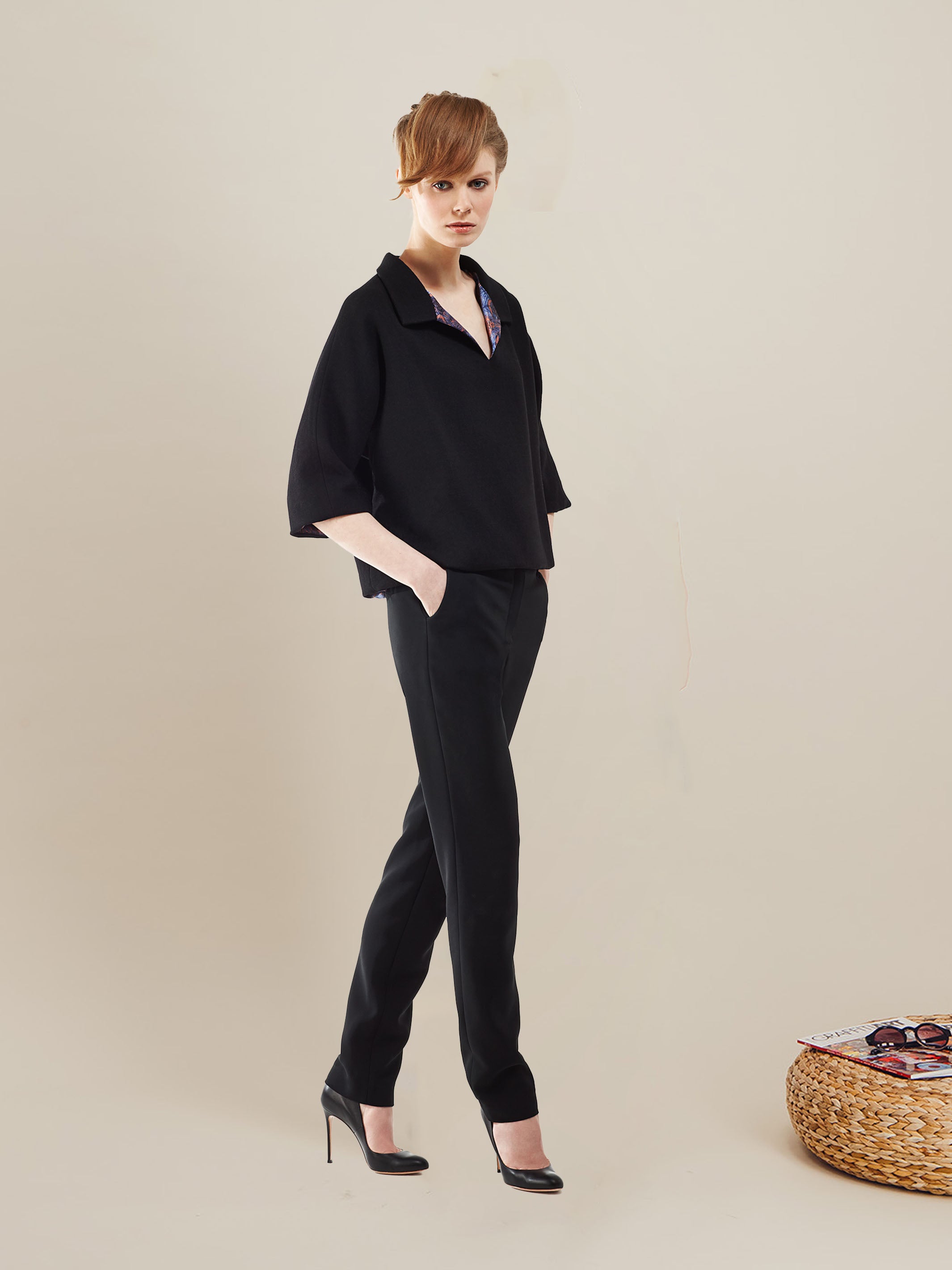 Anahide Saint André Zenith pantalon droit noir stretch