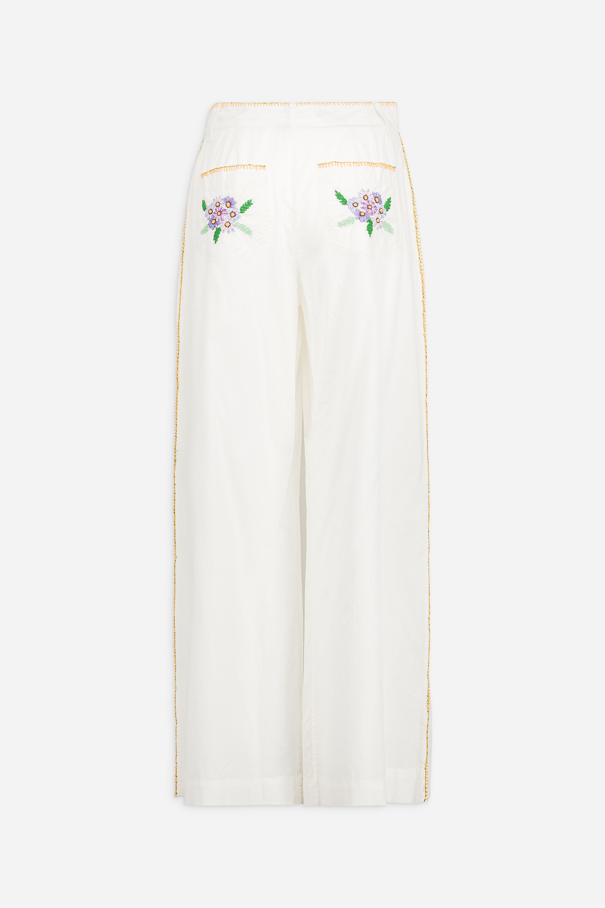 Paul & Joe Boutondor Pantalon popeline coton blanc brodé