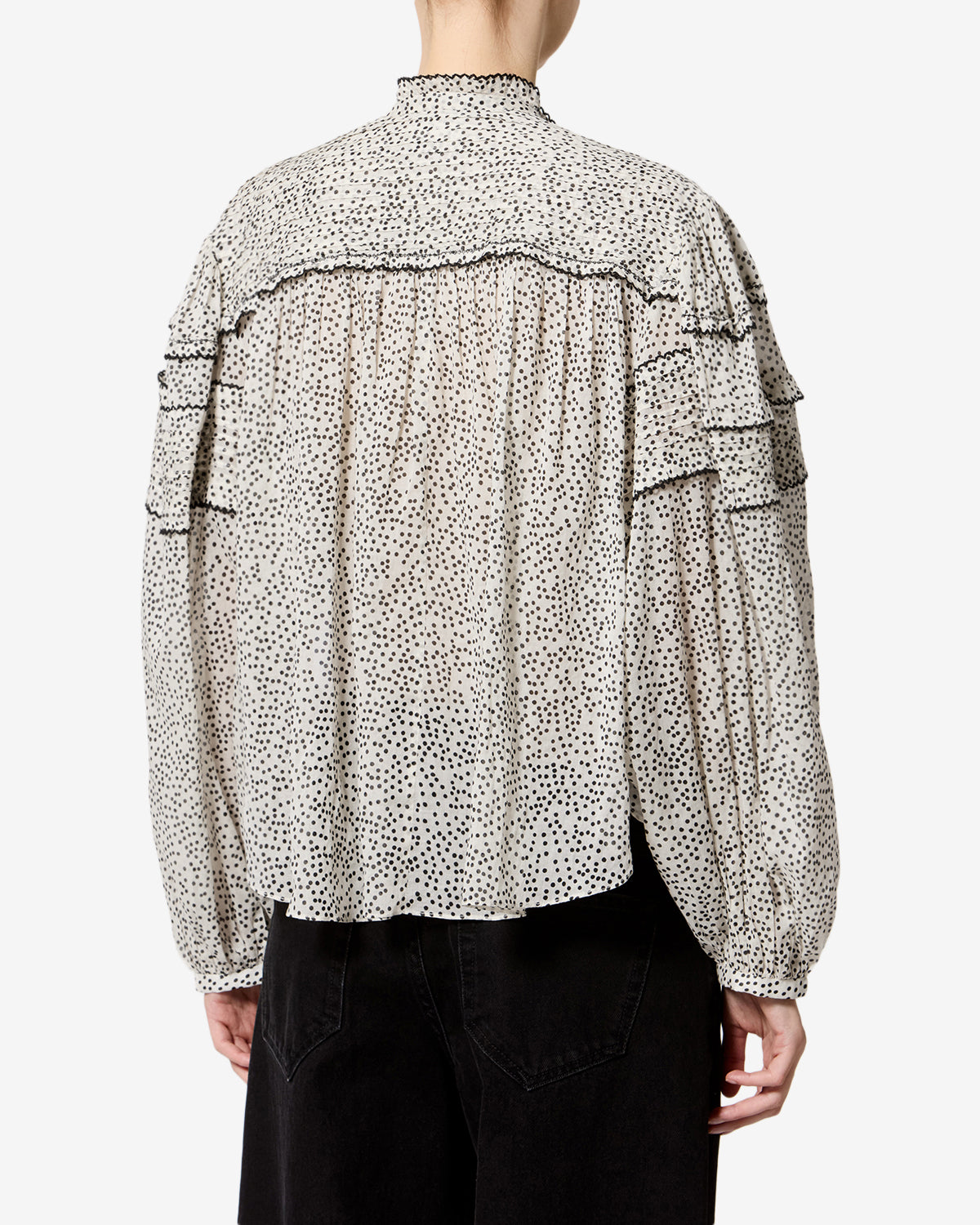 Isabel Marant Doane HT0914FA blouse écru et noir pois