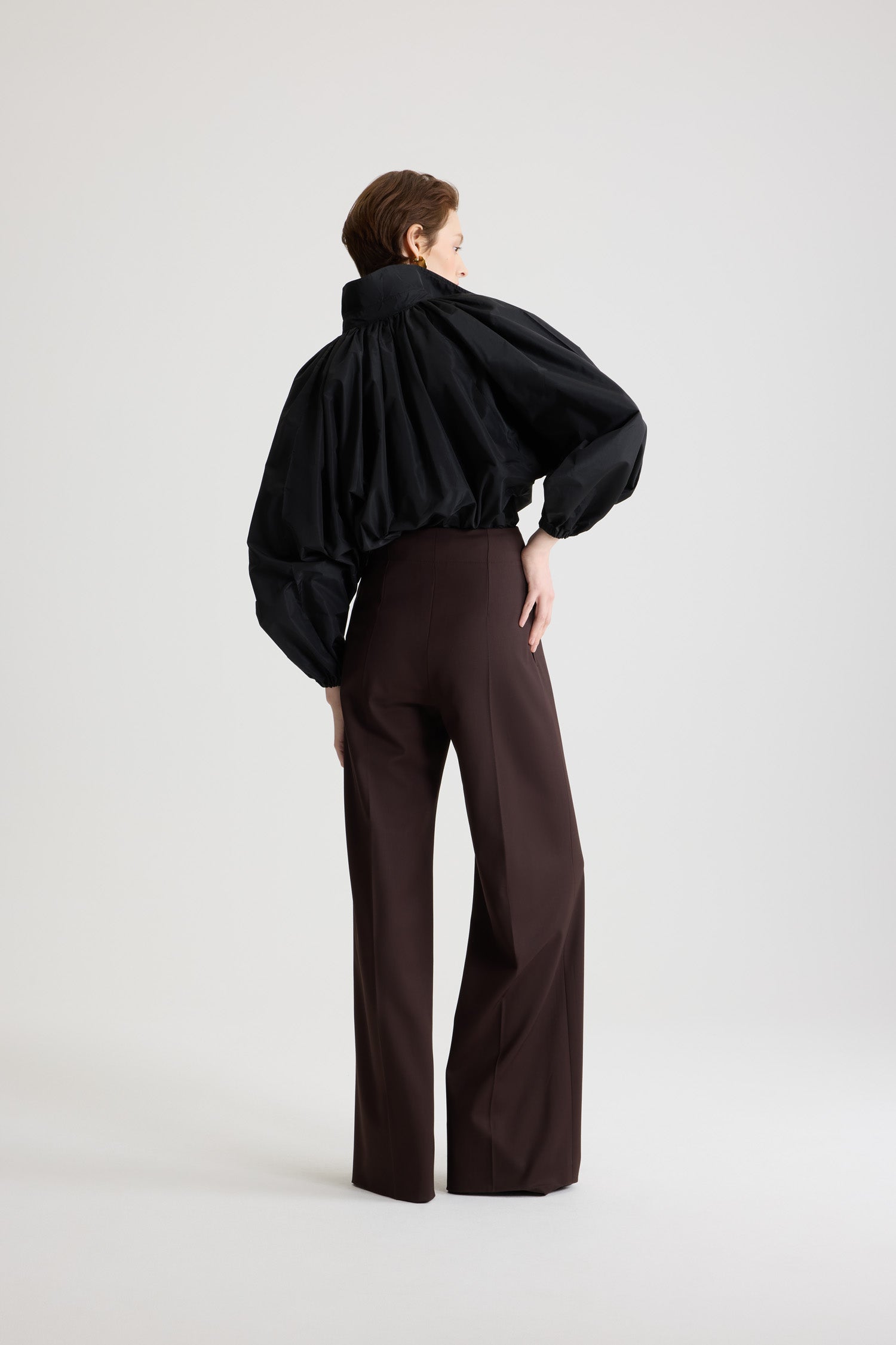 Patou H25BL050 blouse ballon noire faille recyclée