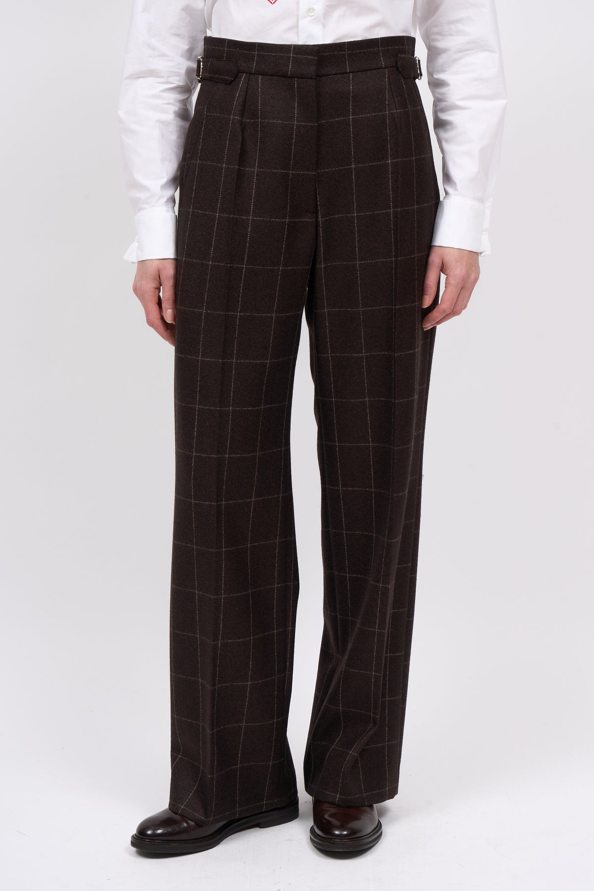 Paul & Joe Phoebe pantalon laine merino carreaux large