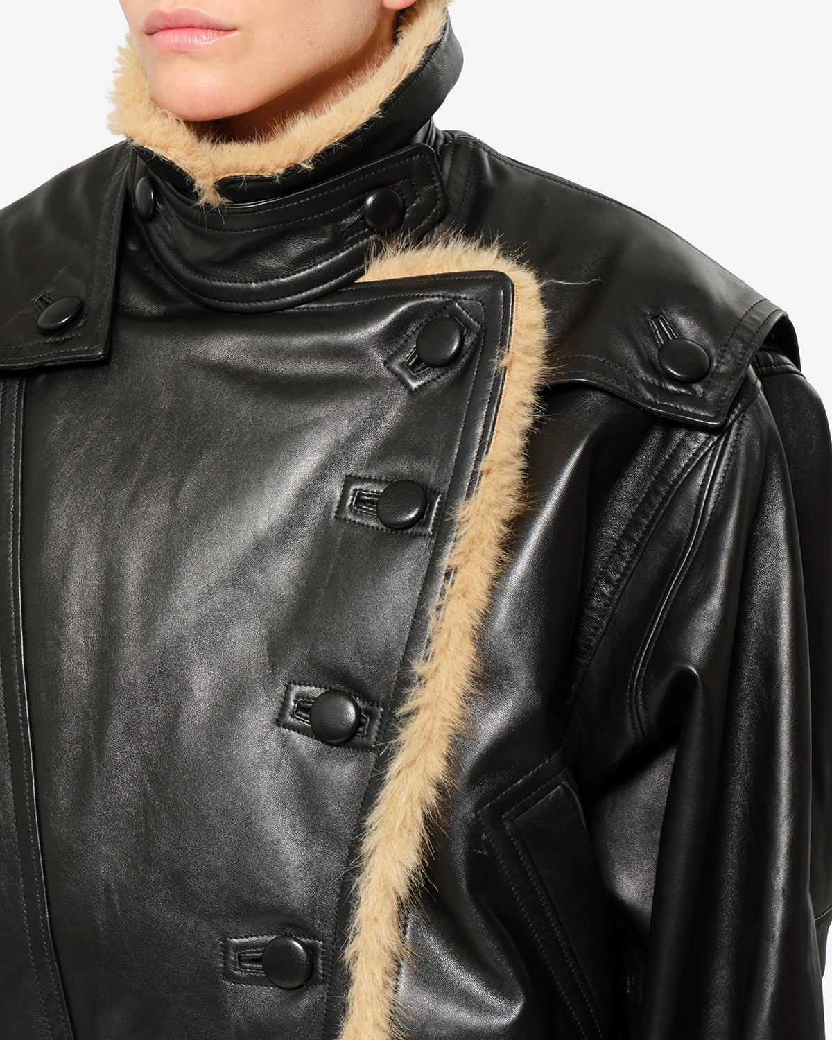 Isabel Marant Valina veste cuir agneau oversize noir
