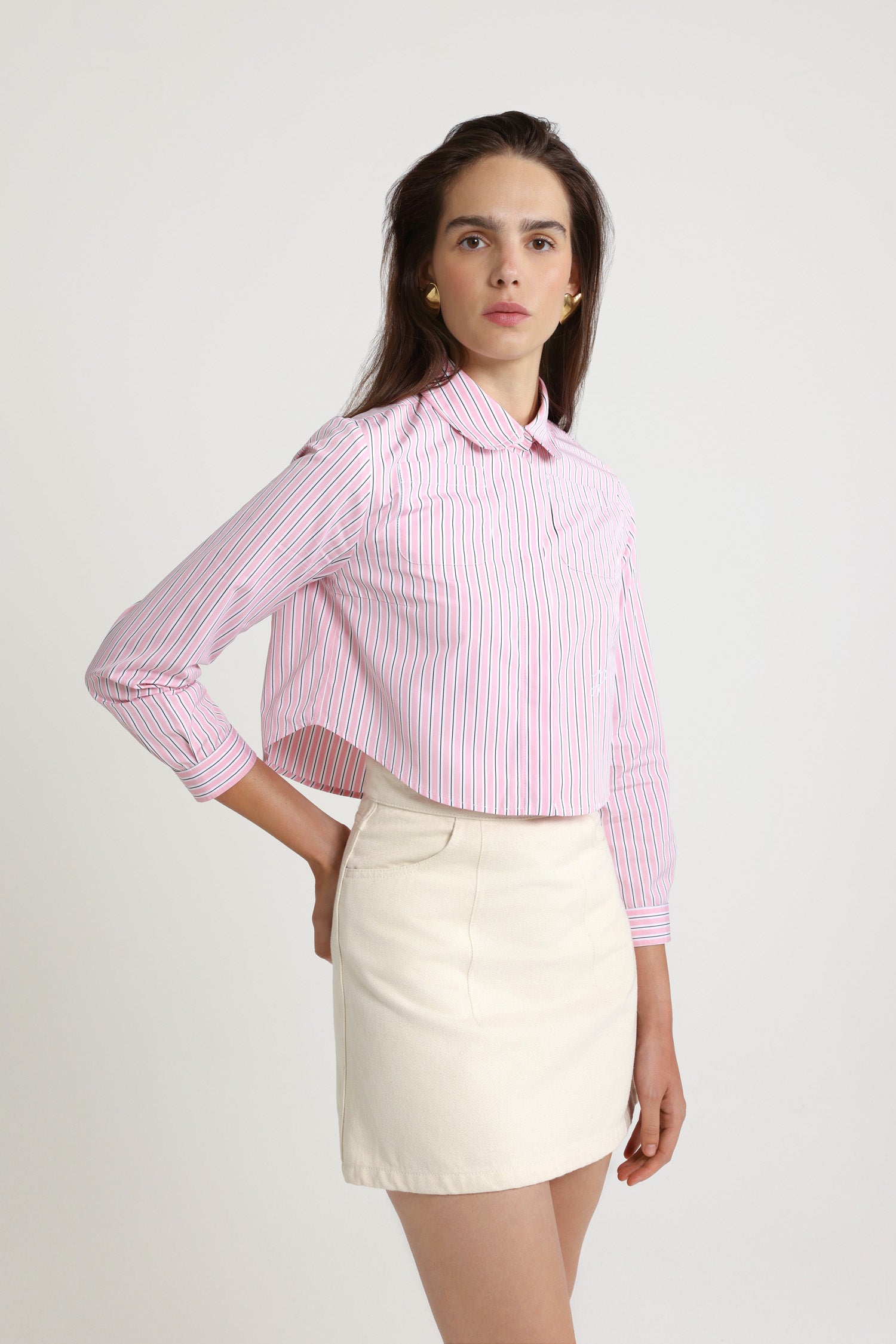 Patou chemise P25BL04201905068 Primrose Pink Stripes coton bio