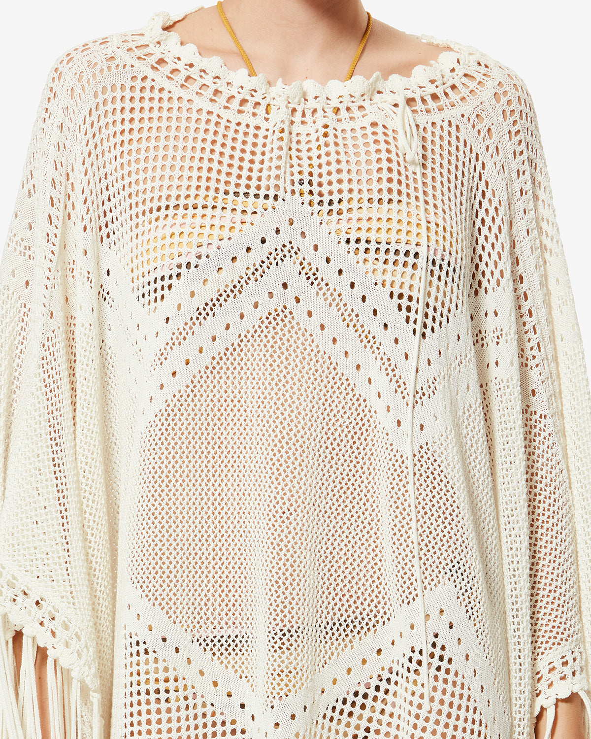 Isabel Marant Metilia cape écru crochet midi