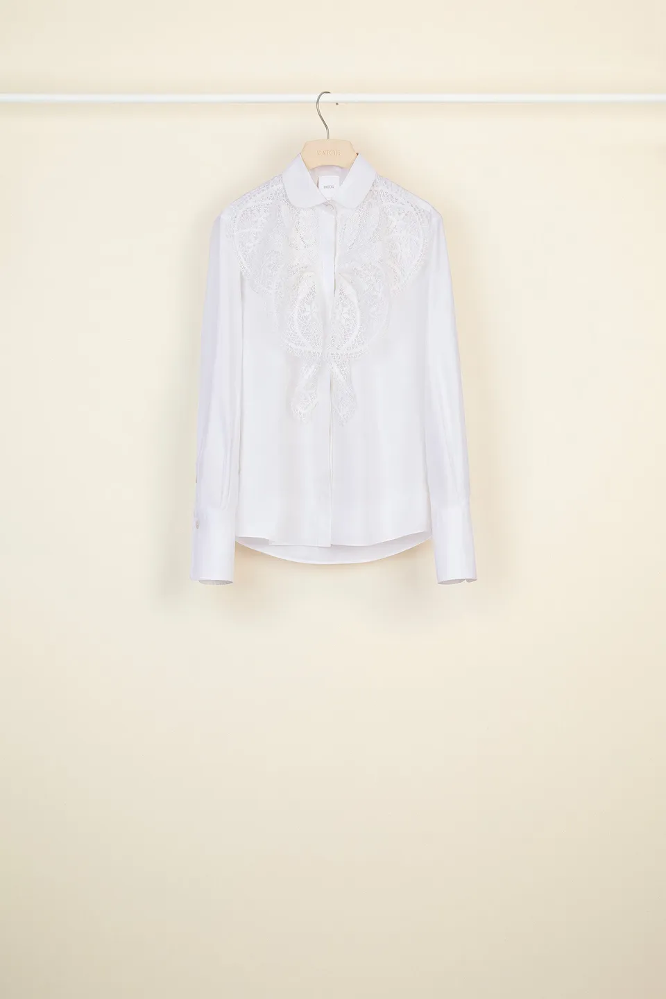 Patou H20BL0080017001W chemise blanche plastron dentelle guipure