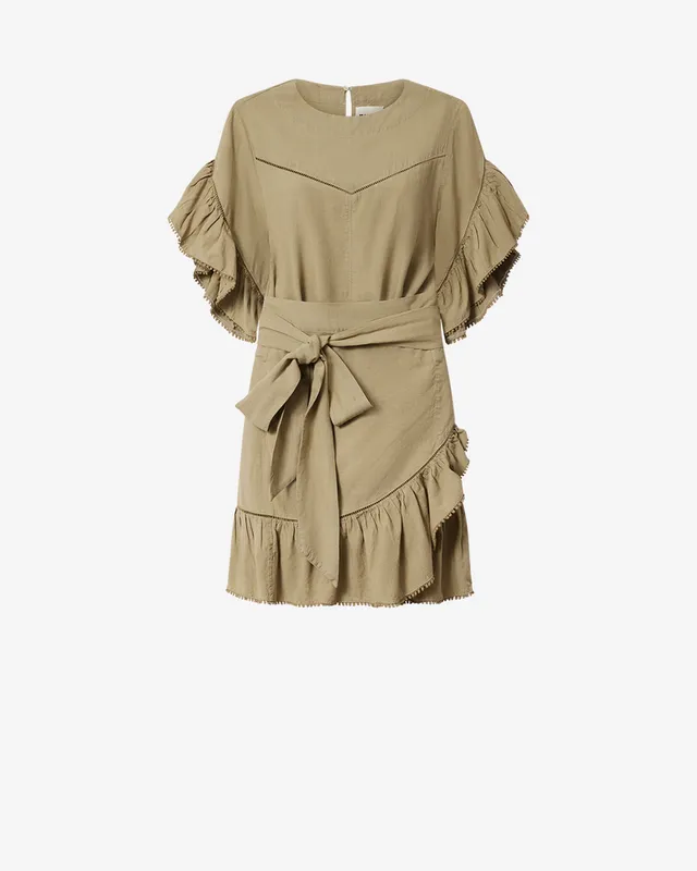 Isabel Marant Melicia robe portefeuille lin light bronze