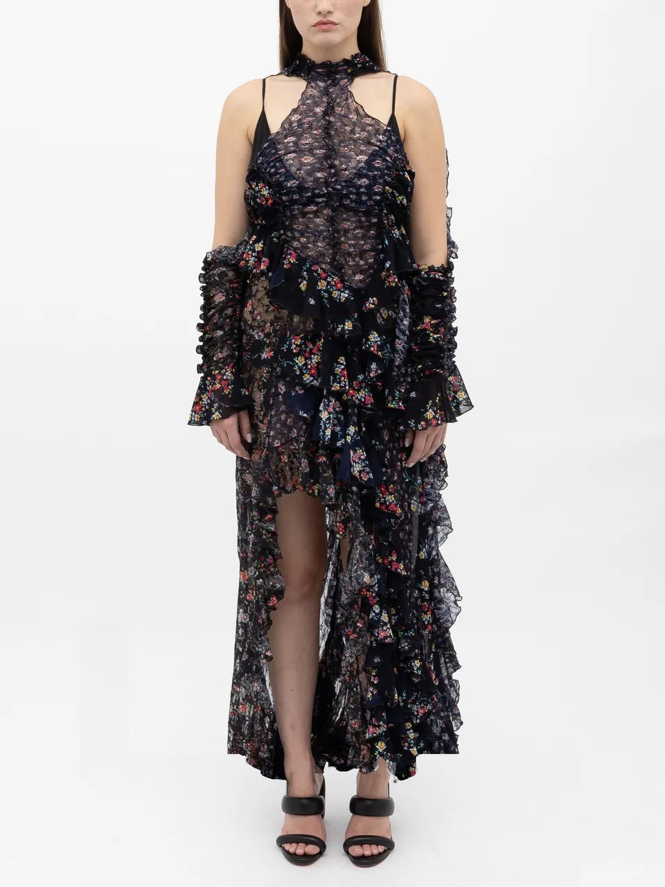 Ester Manas Floral Signature Peephole robe ruchée floral