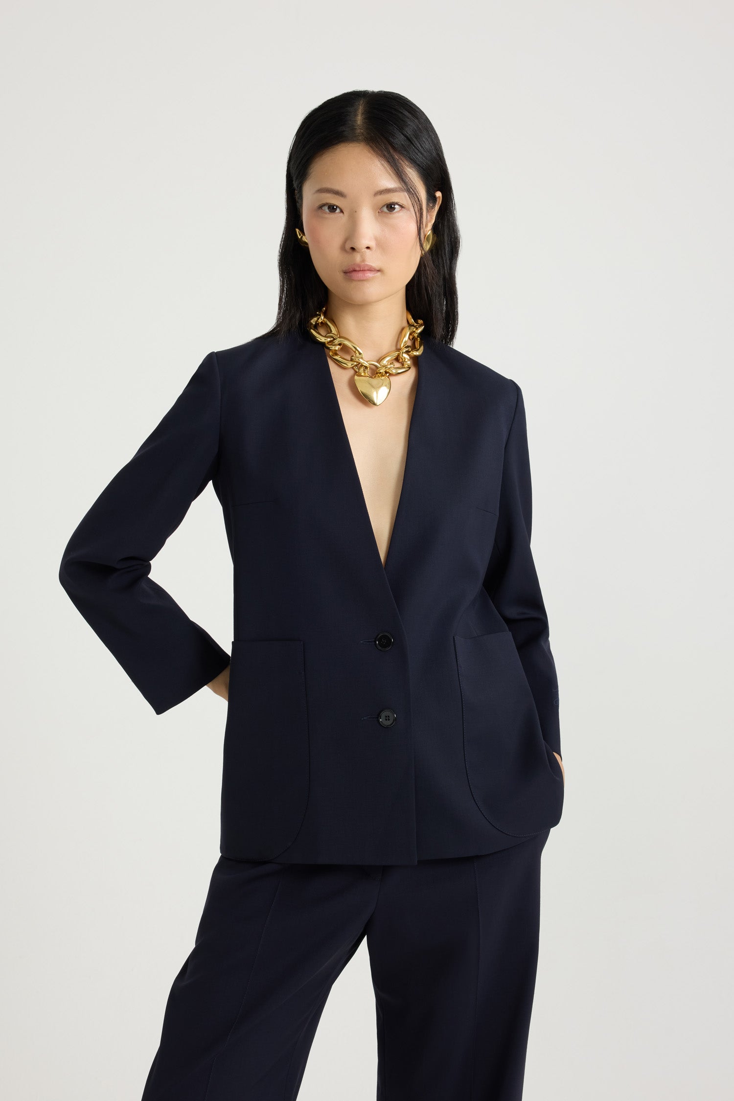 Patou JA051 veste bleu marine laine technique