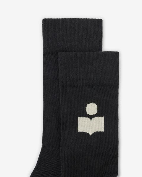 Isabel Marant Siloki chaussettes noir coton logo IM