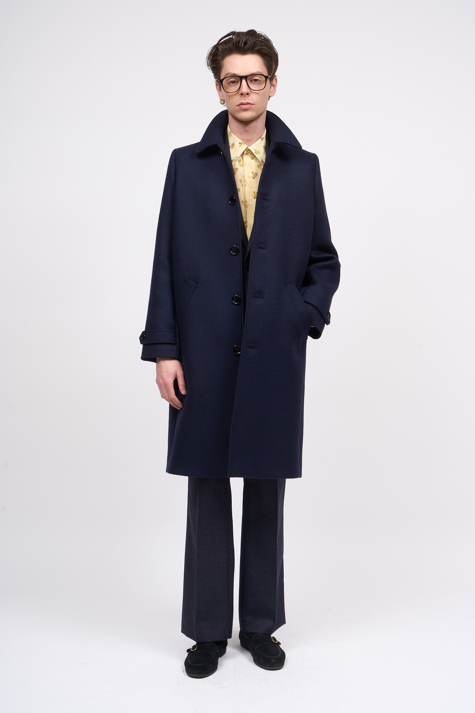 Paul & Joe Simone manteau laine bleu nuit long