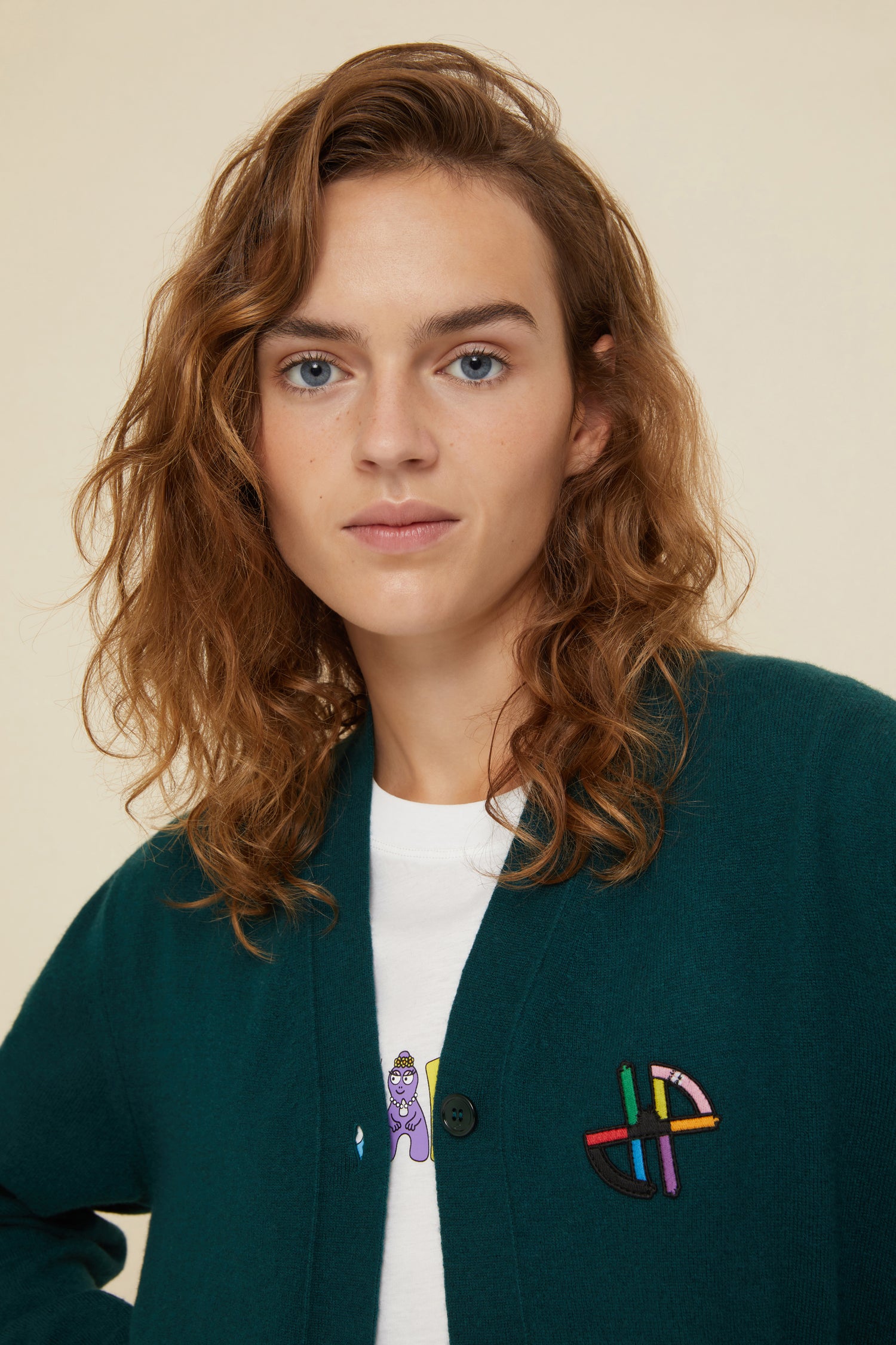 Patou Knitwear JP Barbapapa cardigan laine vert forêt