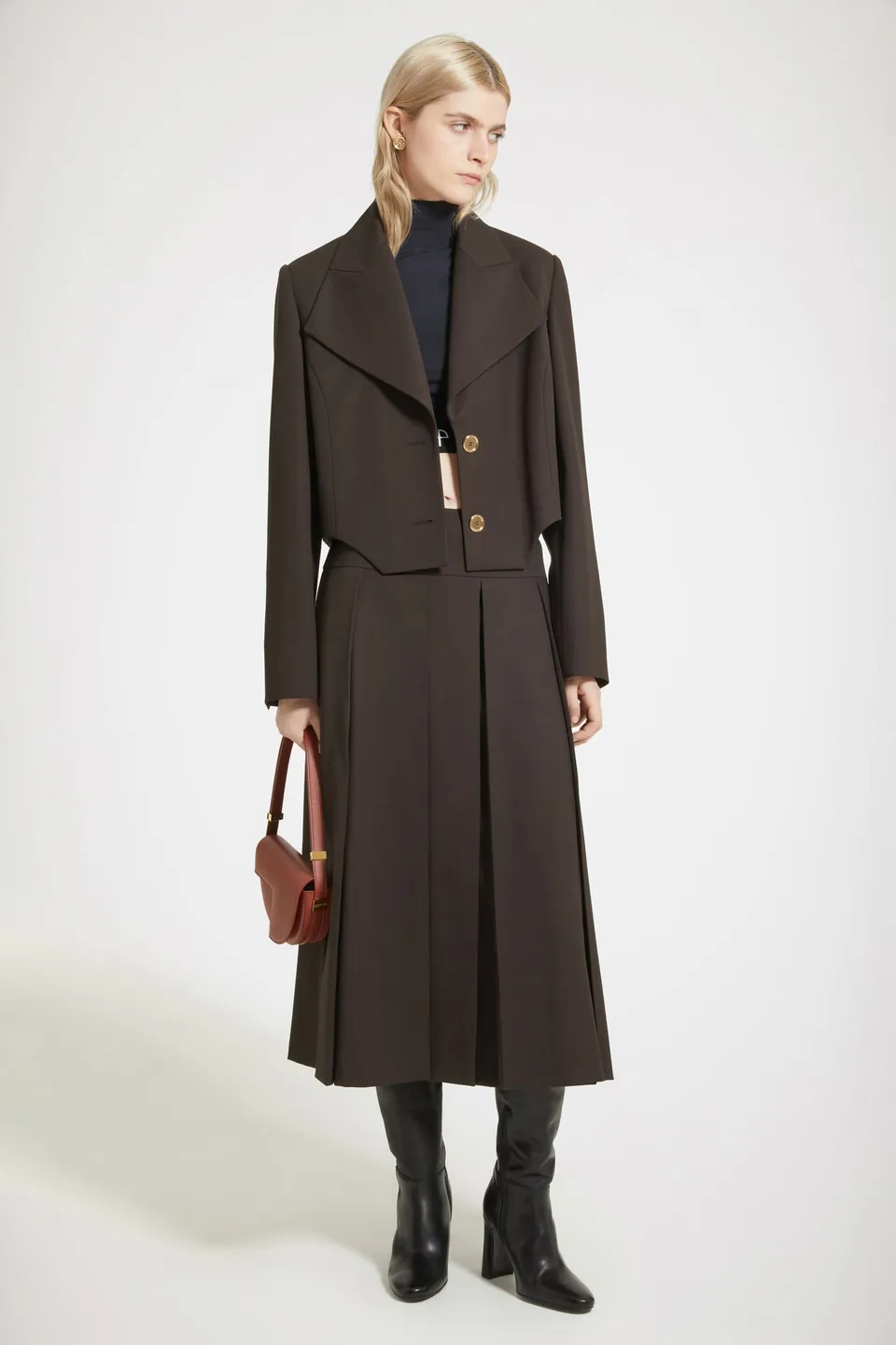Patou JA032 veste cropped laine chocolat
