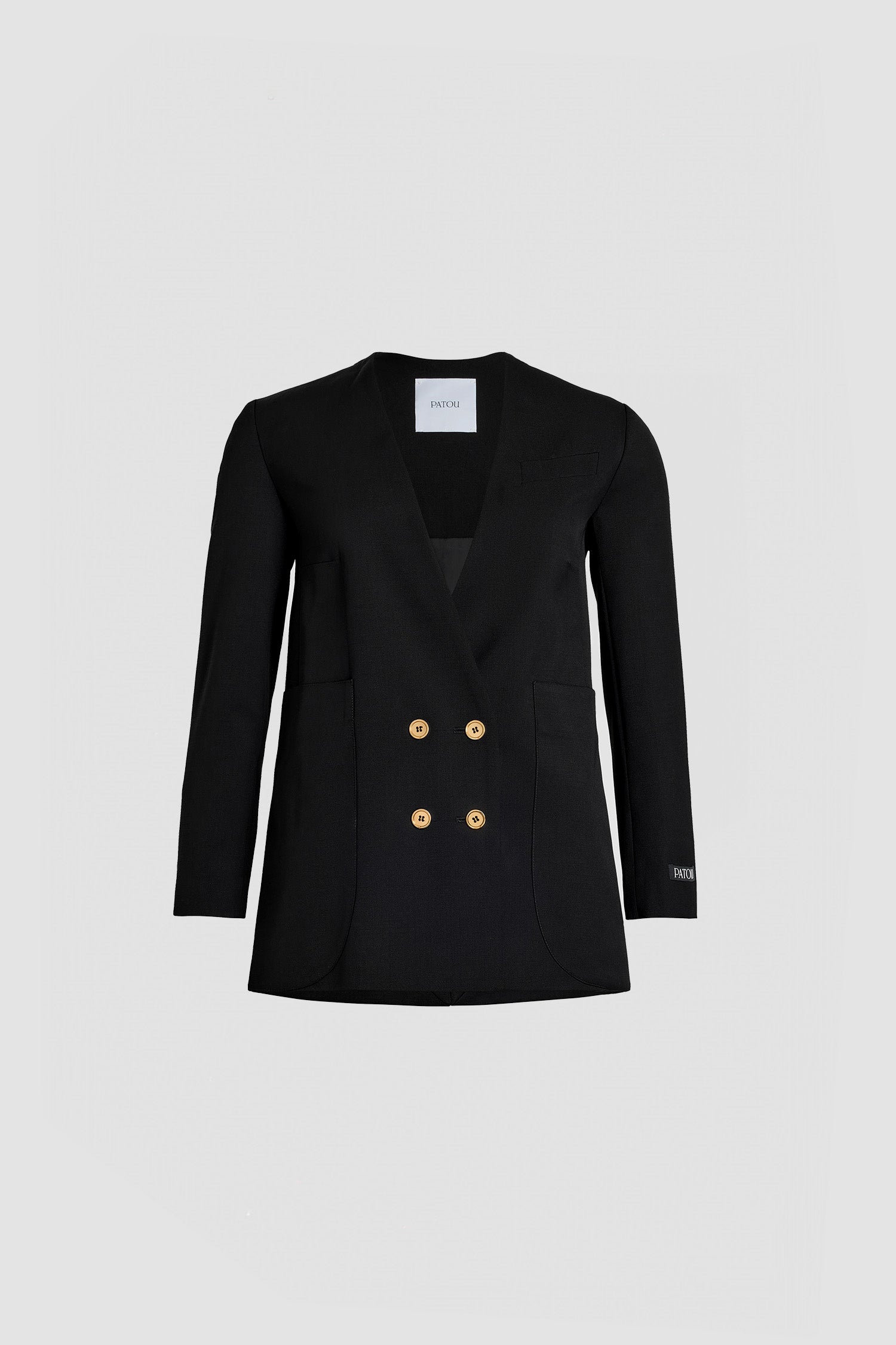 Patou P23JA0020103999B veste croisee laine tech Noir