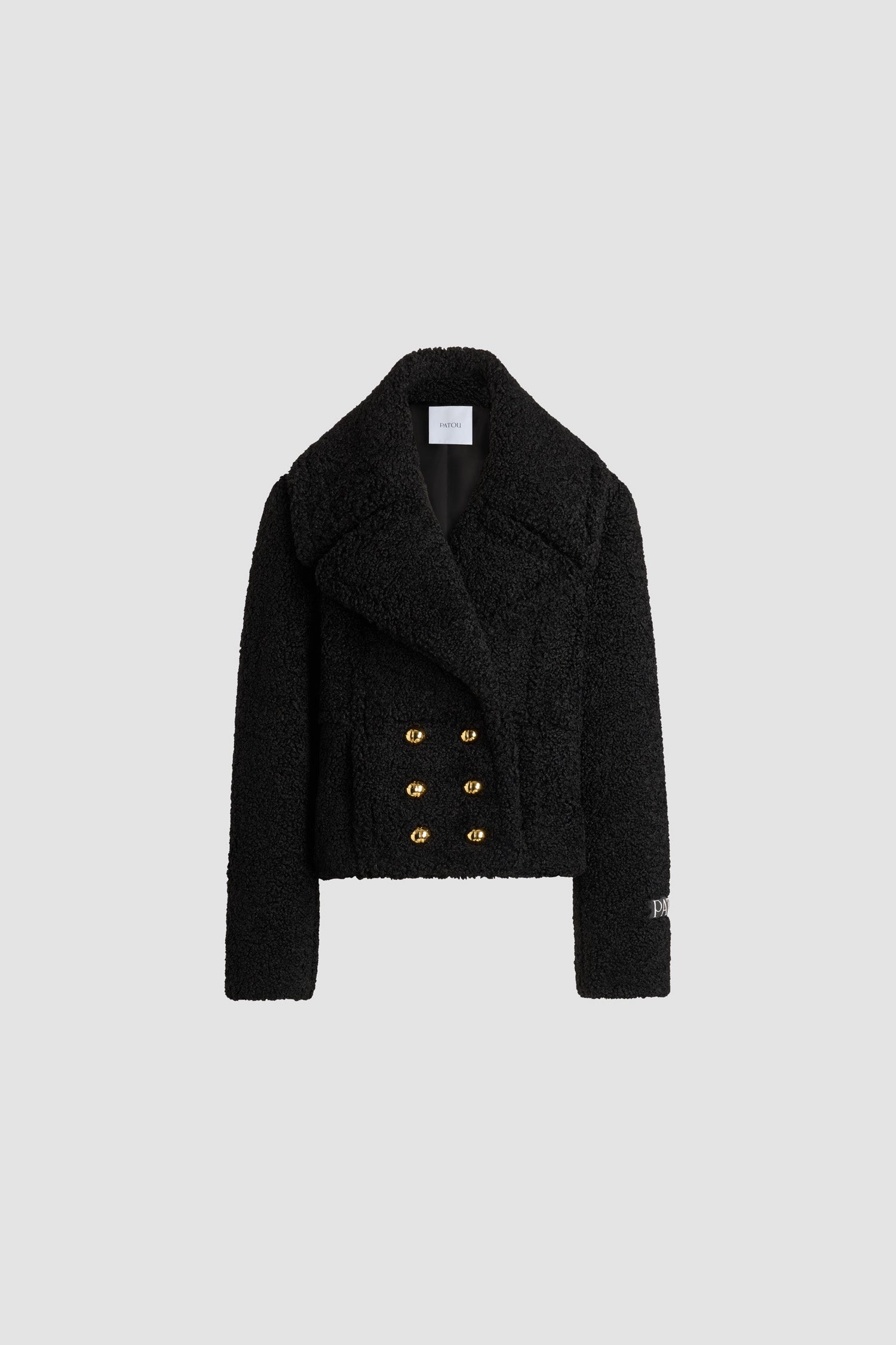 Patou H25CO0310220999B manteau fausse fourrure noire cropped