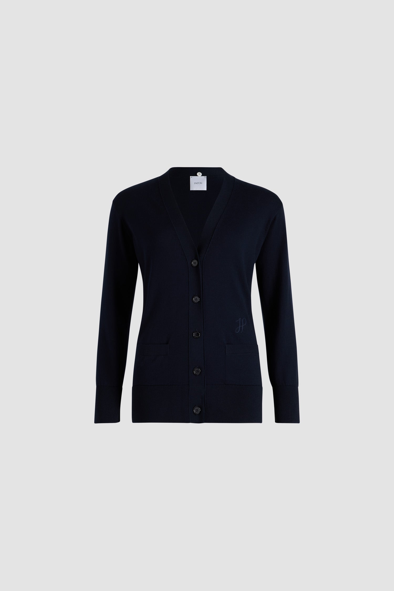 Patou Knitwear cardigan coton col popeline bleu marine XS