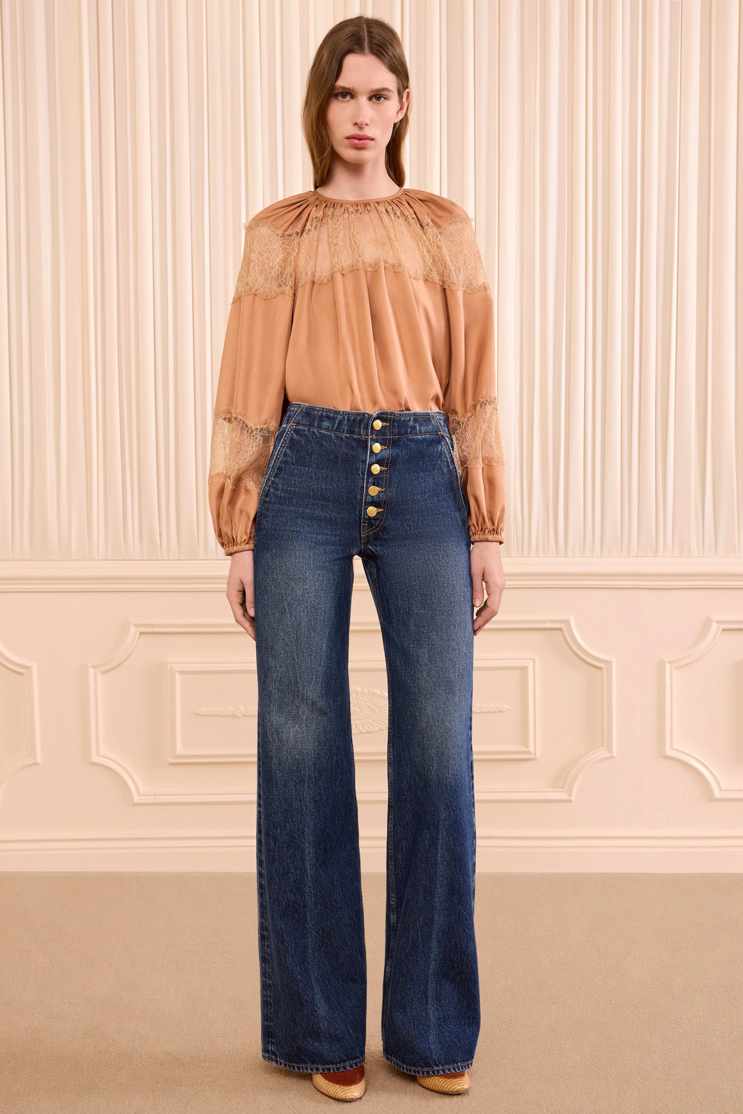 Ulla Johnson Jasmine jean large taille basse Nile 100% coton