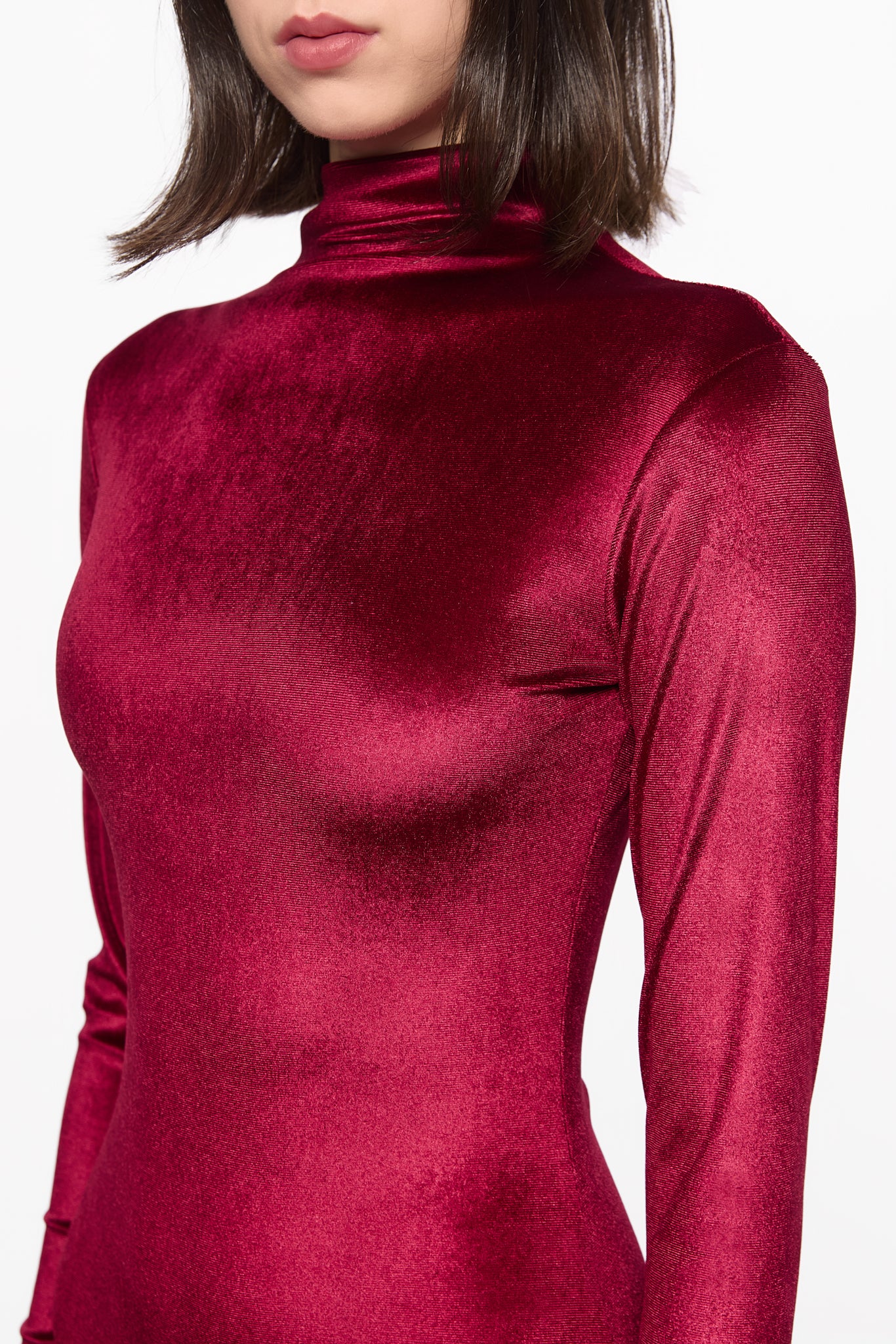 ATU Body Couture High neck wine velvet gown robe bordeaux
