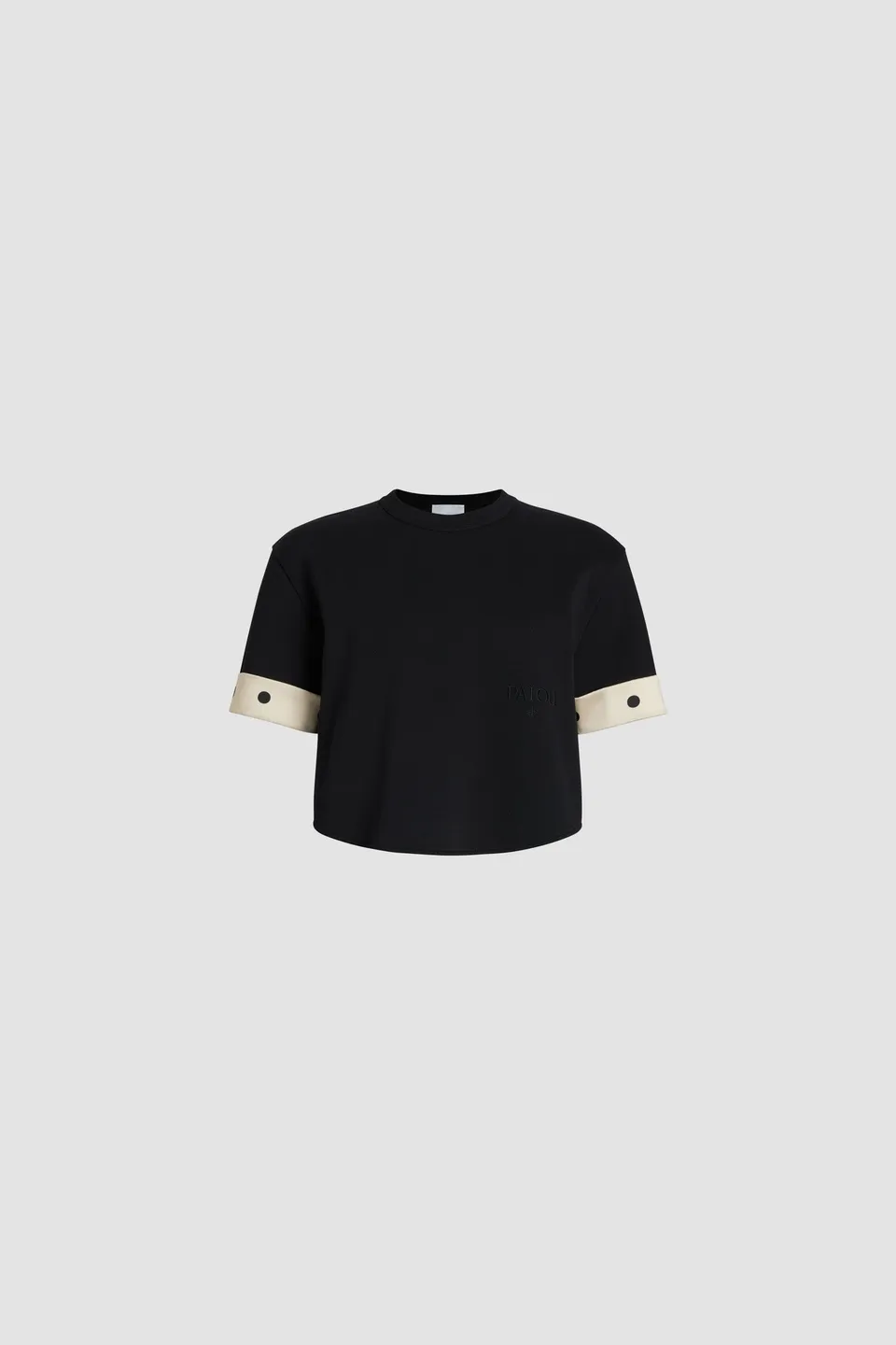 Patou JE127 t-shirt noir coton bio crop soie