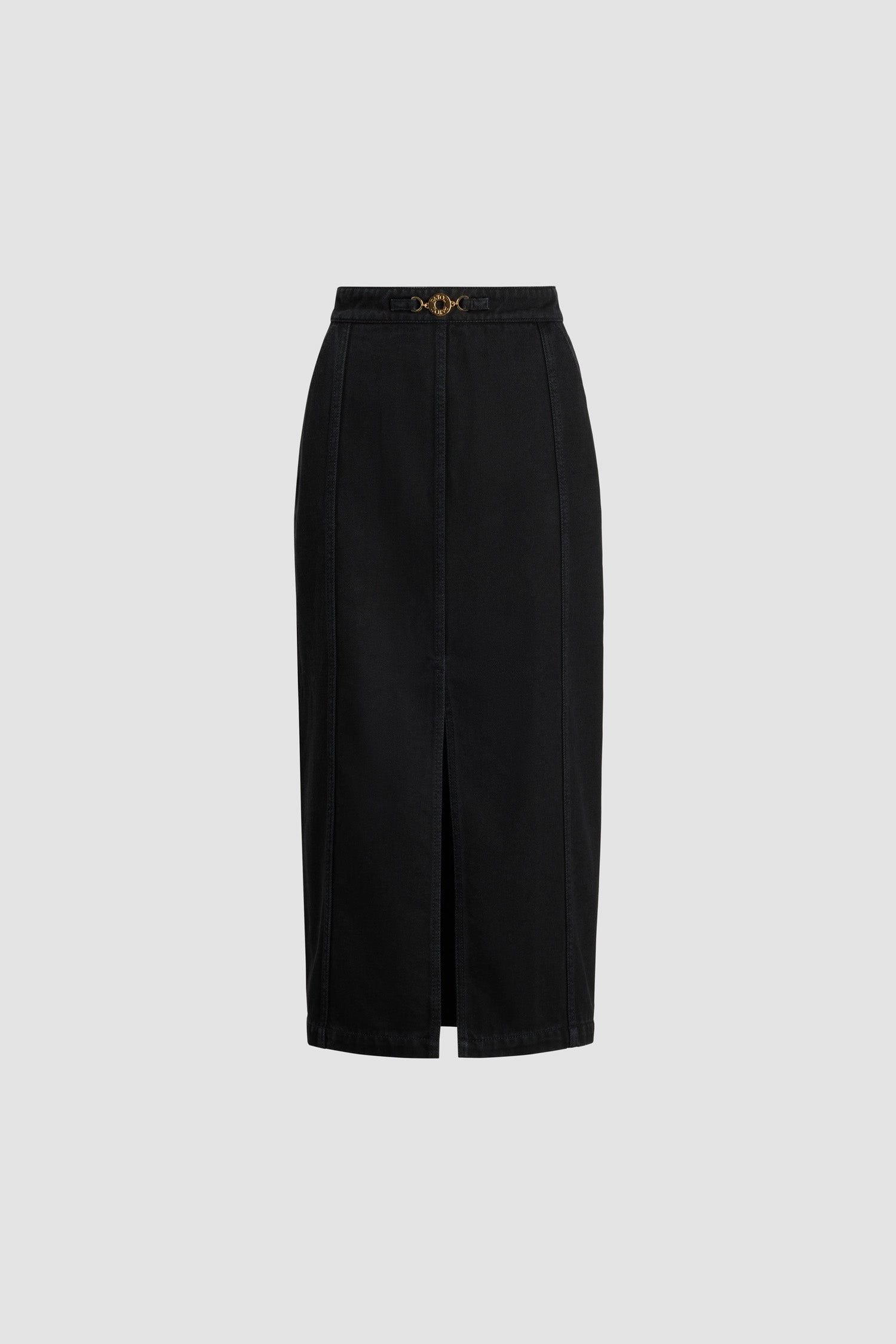 Patou SK050 jupe midi jean coton Khol Stone fendue