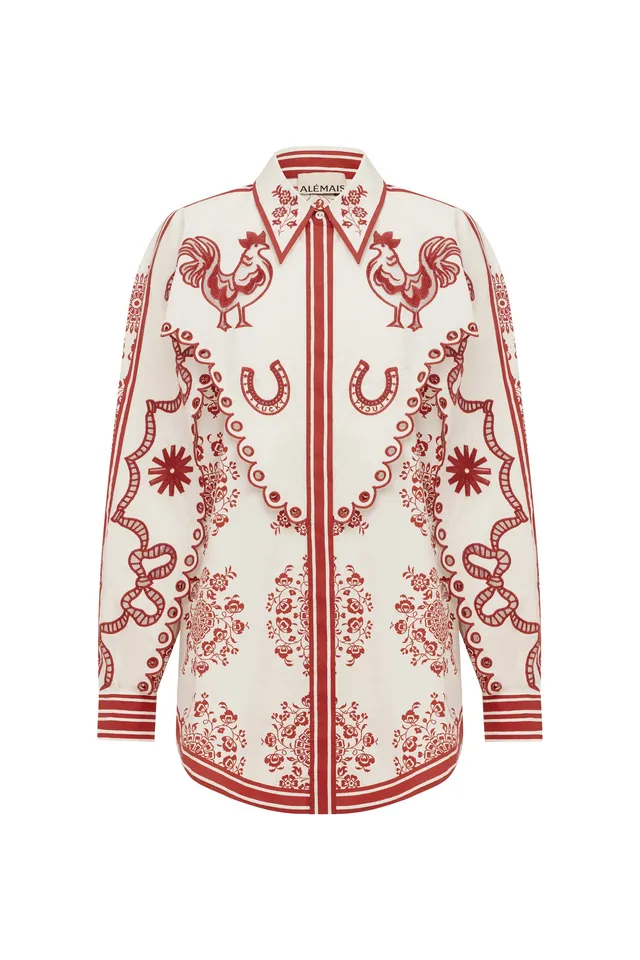 Alemais Giddy chemise brodée coton manches longues