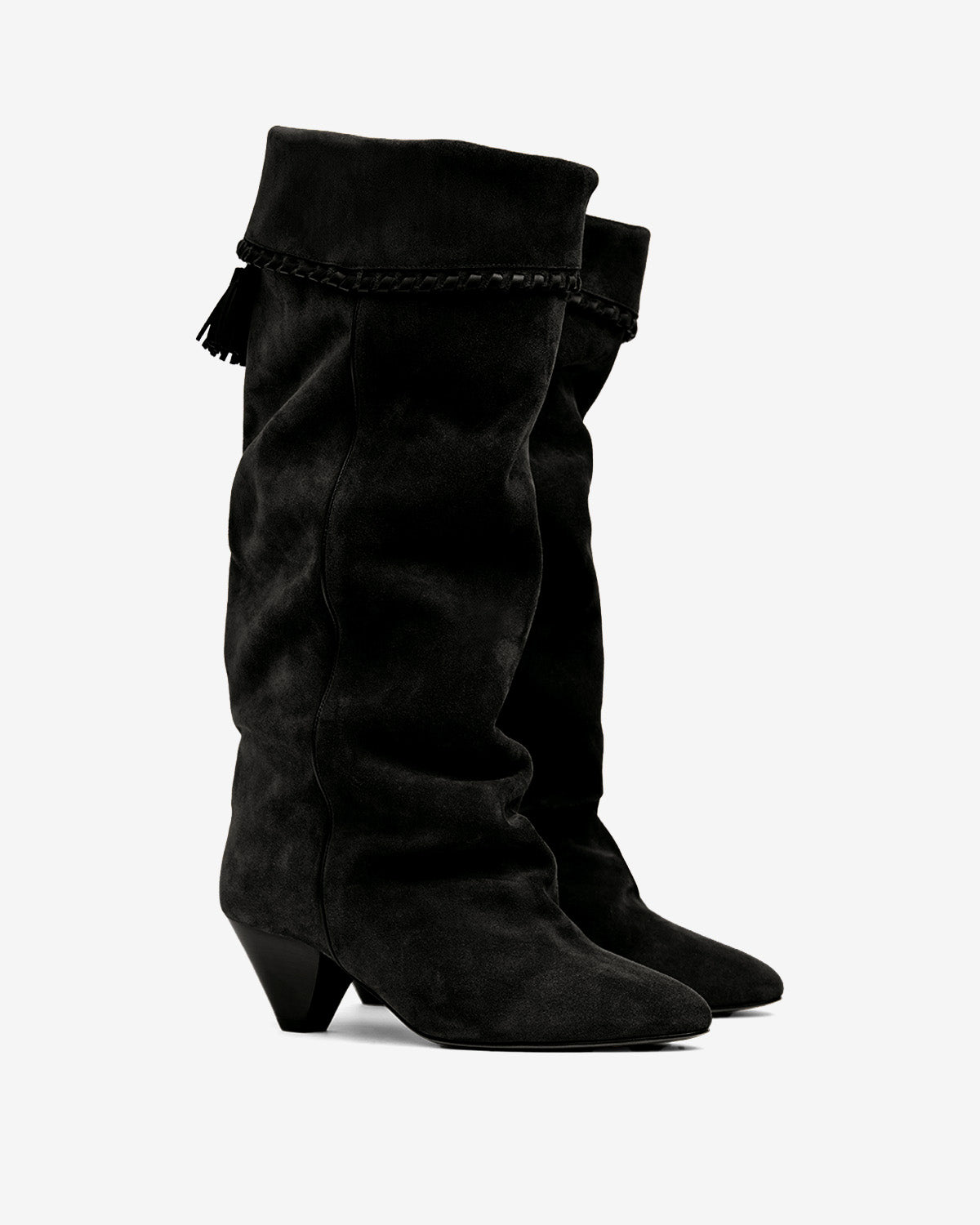 Isabel Marant Elita bottes cuir noir délavé talon 5,5 cm