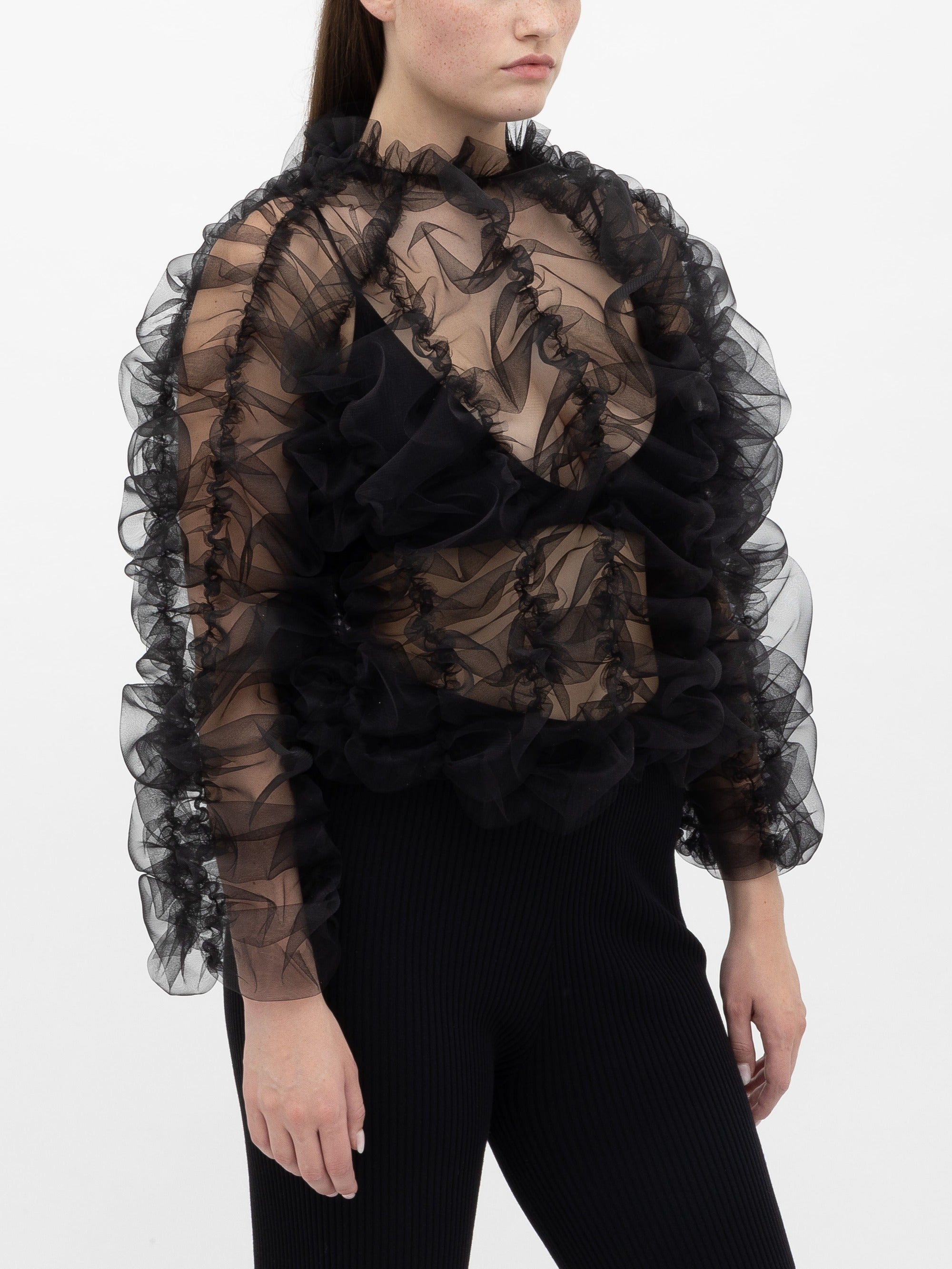 Ester Manas Ruched Puffy top noir froncé 34/44