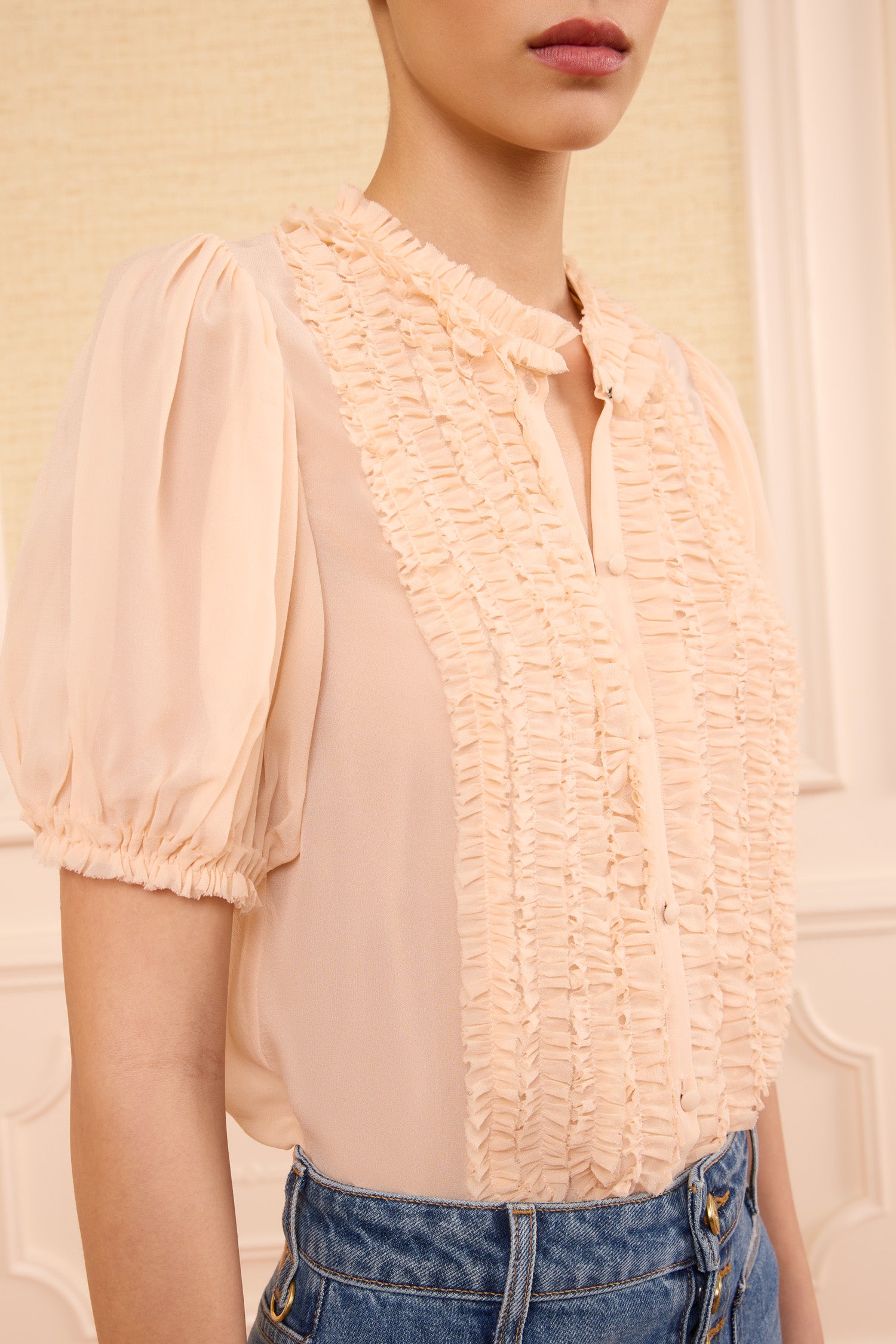Ulla Johnson Adira Blouse Rose Blush Soie Ample