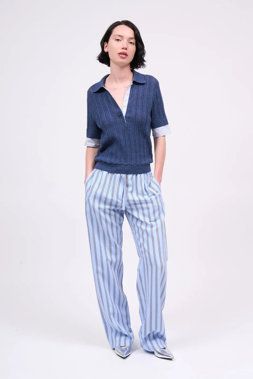 Paul & Joe Tailoring Sully pantalon viscose rayée coupe ample