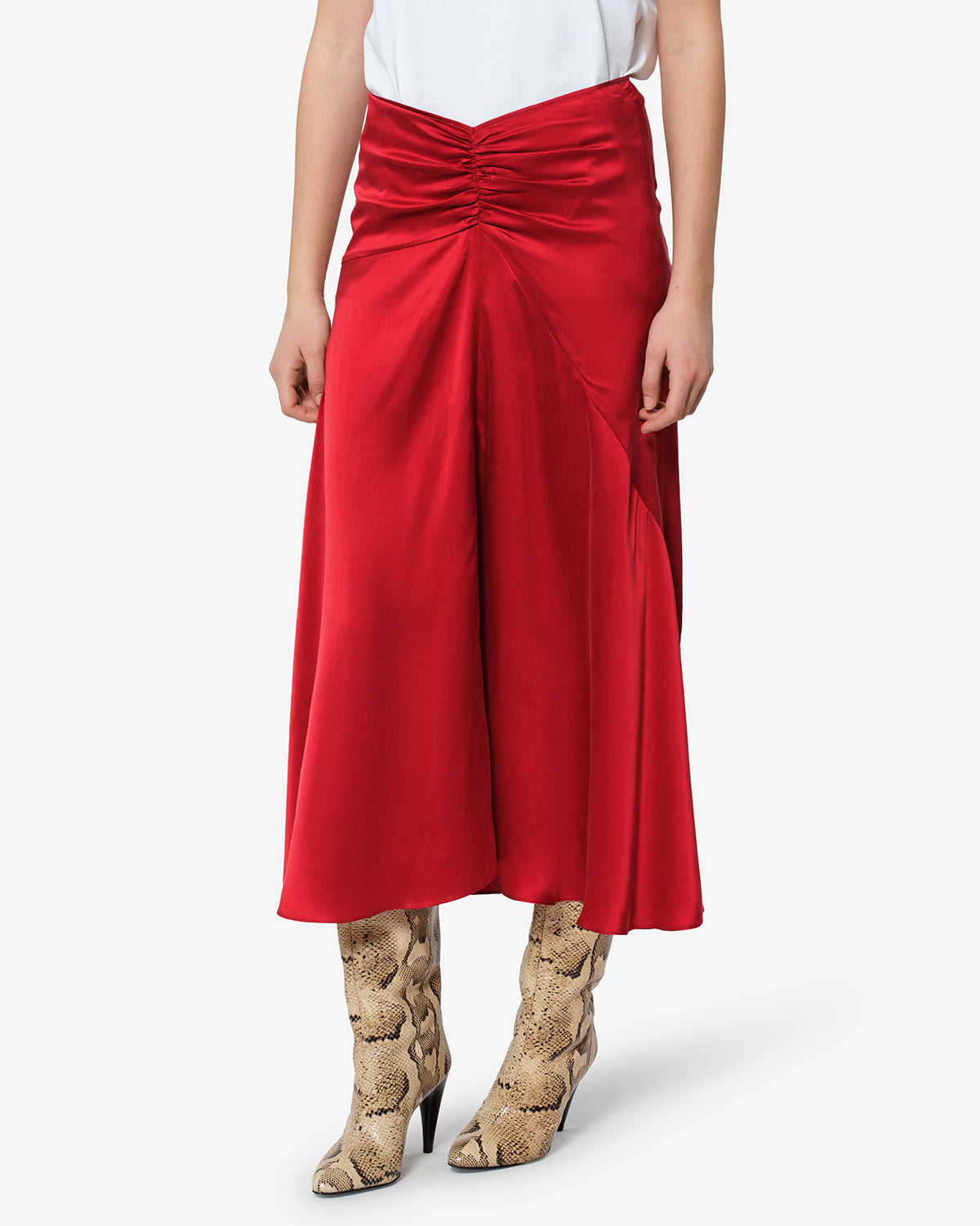 Isabel Marant Laren jupe midi soie rouge
