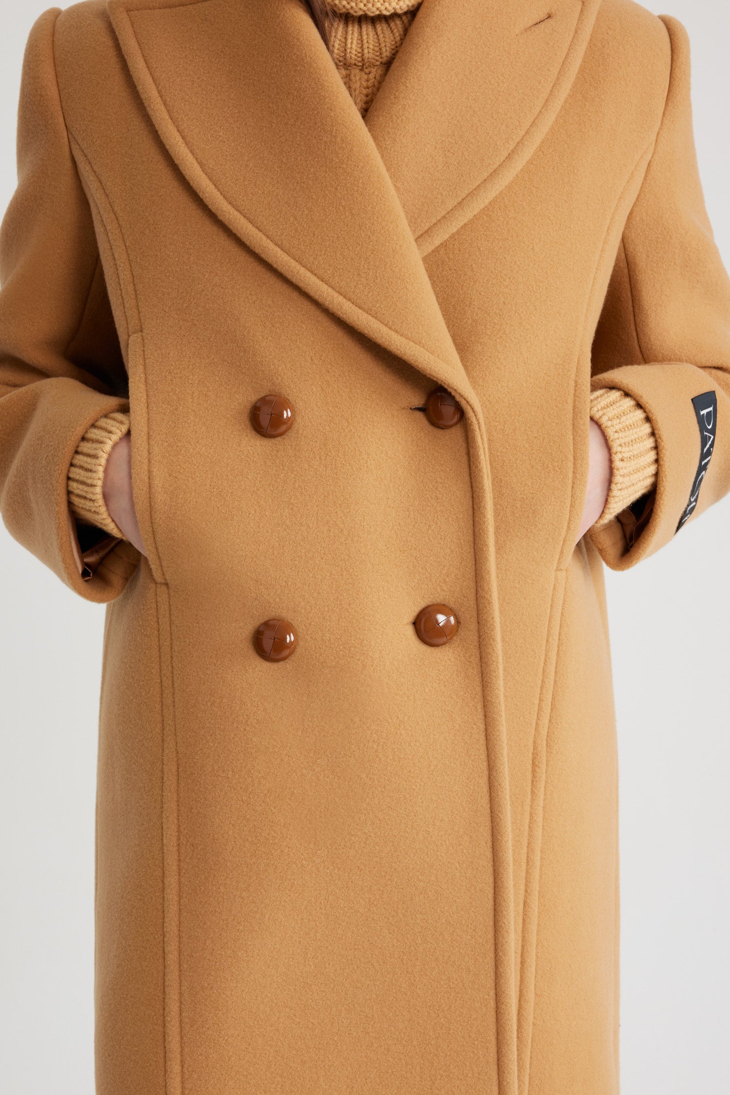 Patou CO025 manteau laine cachemire biscuit 34-44