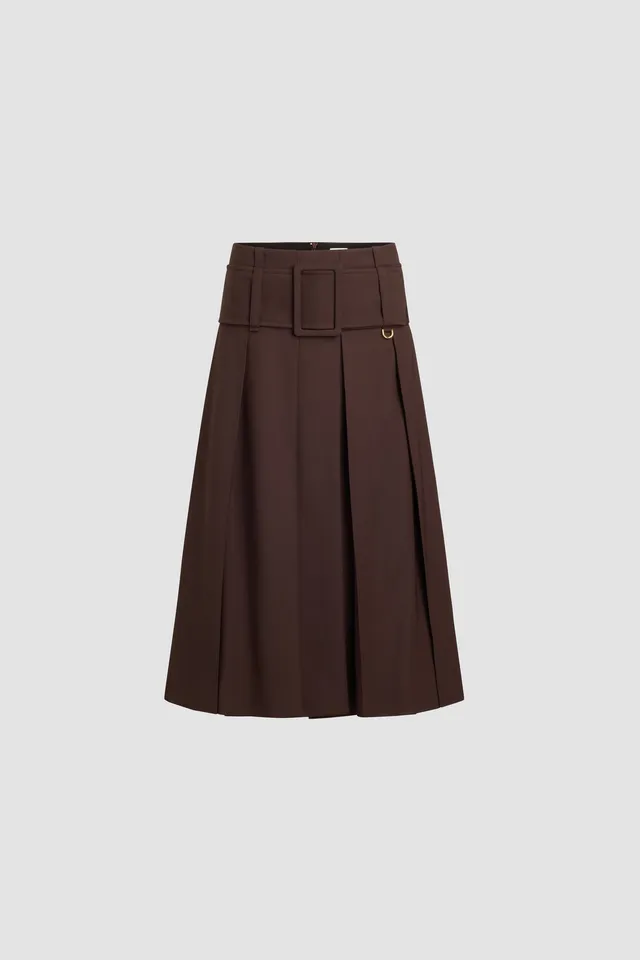 Patou jupe midi ceinturée laine technique ebony 34-44