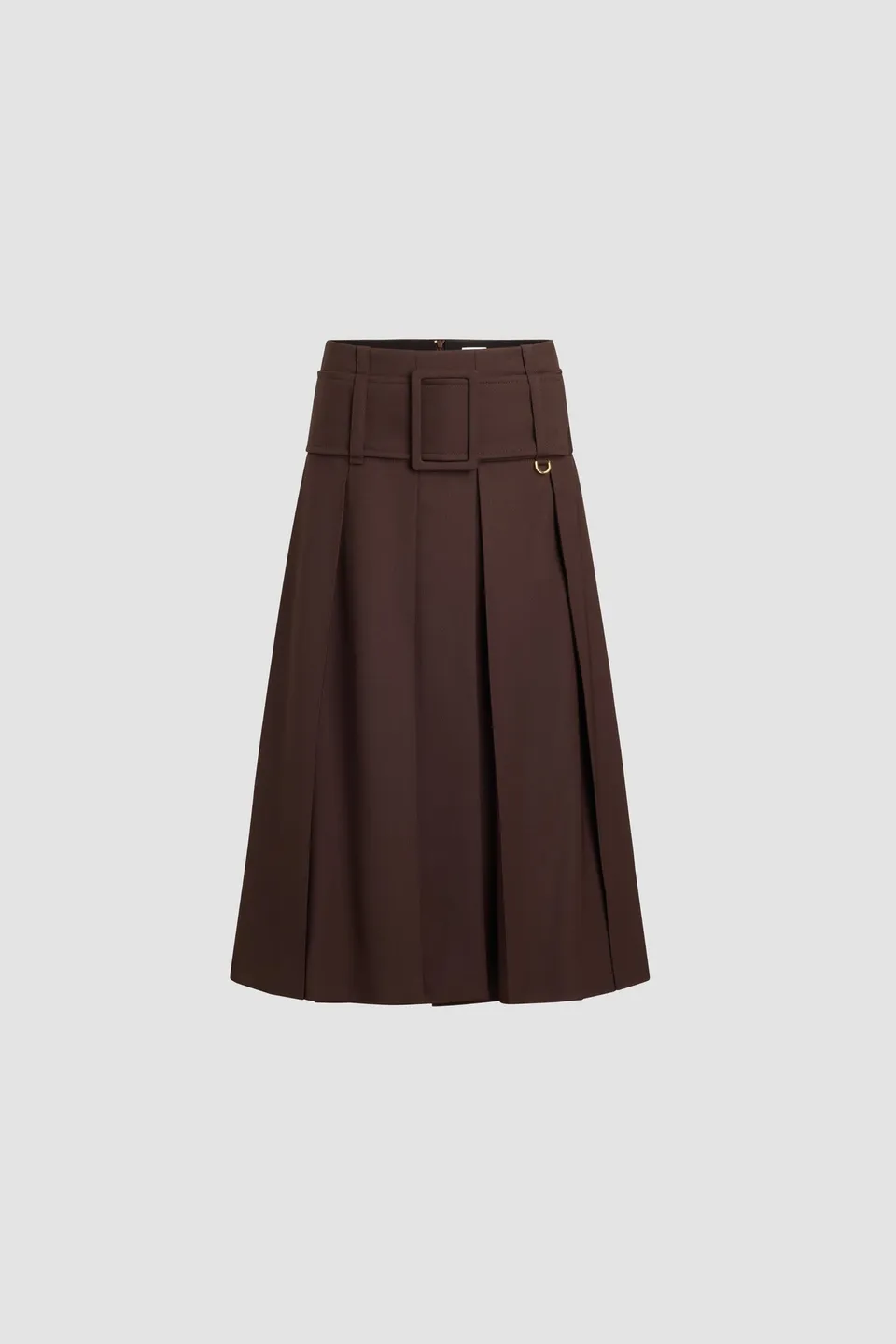 Patou jupe midi ceinturée laine technique ebony 34-44