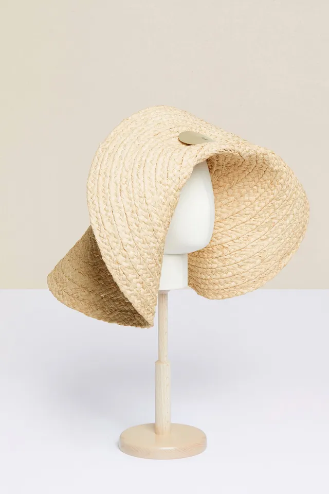 Patou AC007 capeline tressée crème palmier orné TU