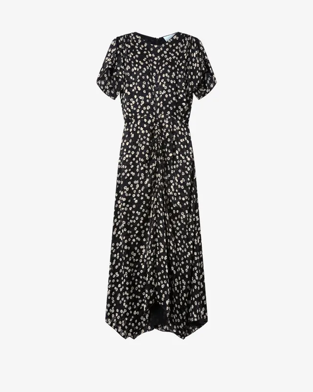 Isabel Marant Herva robe longue noir et écru soie