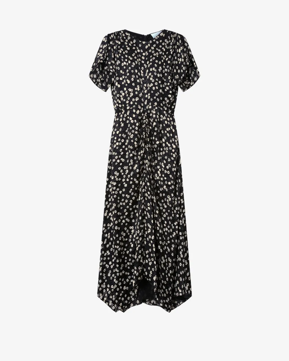 Isabel Marant Herva robe longue noir et écru soie