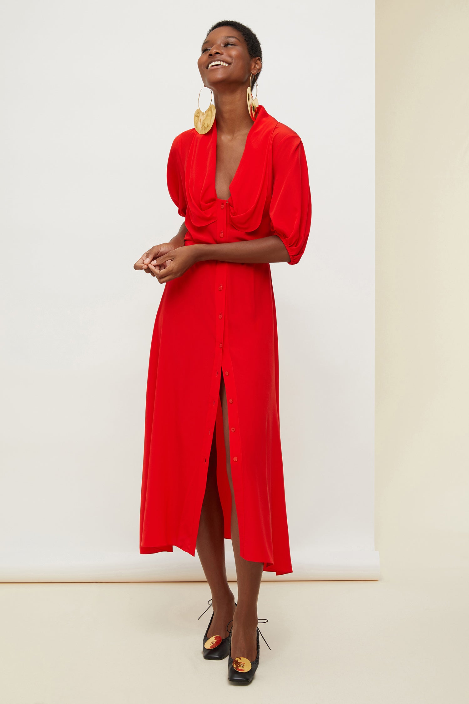 Patou P20DR0350013302R robe chemise soie poppy ceinturée 34