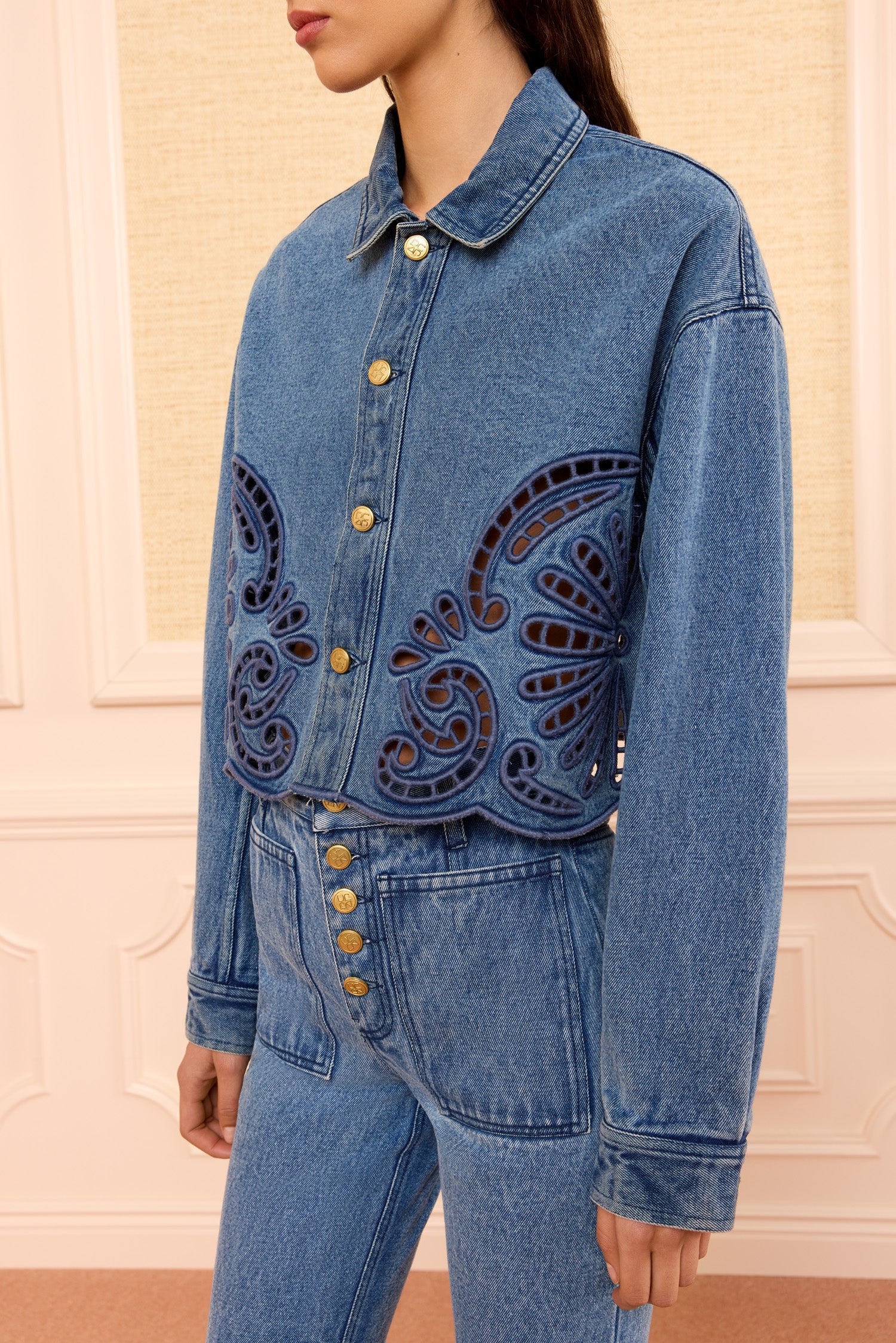 Ulla Johnson Bobbi Jacket veste jean coton bleue river