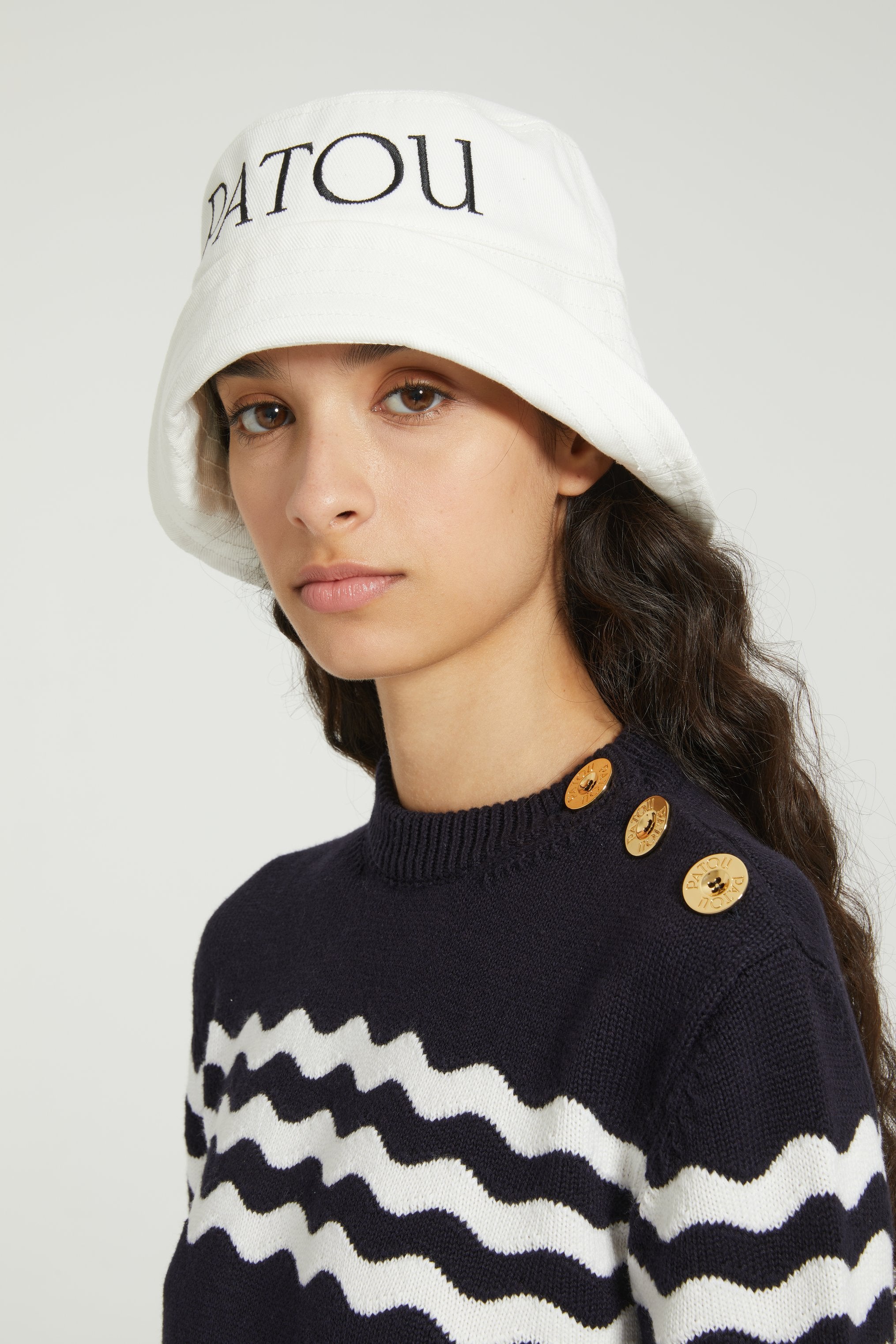 Patou Knitwear pull vague marine P24KN155 coton mérinos