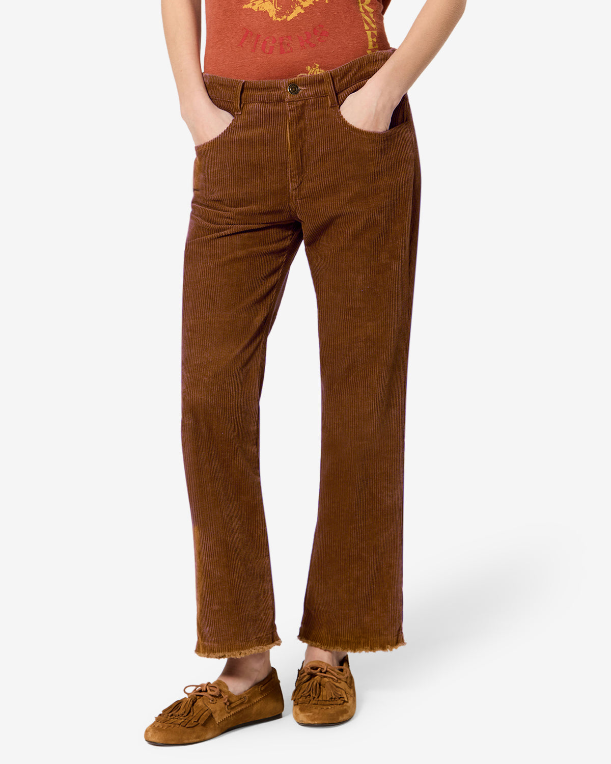 Isabel Marant Ruthie pantalon velours caramel droit 7/8
