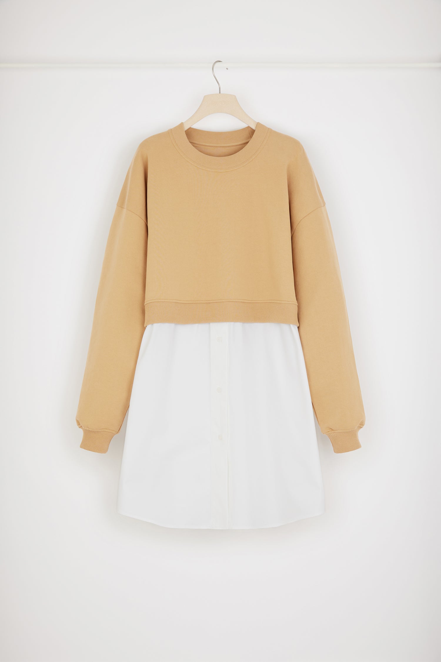 Patou JE055 robe sweat biscuit coton bio jupe popeline