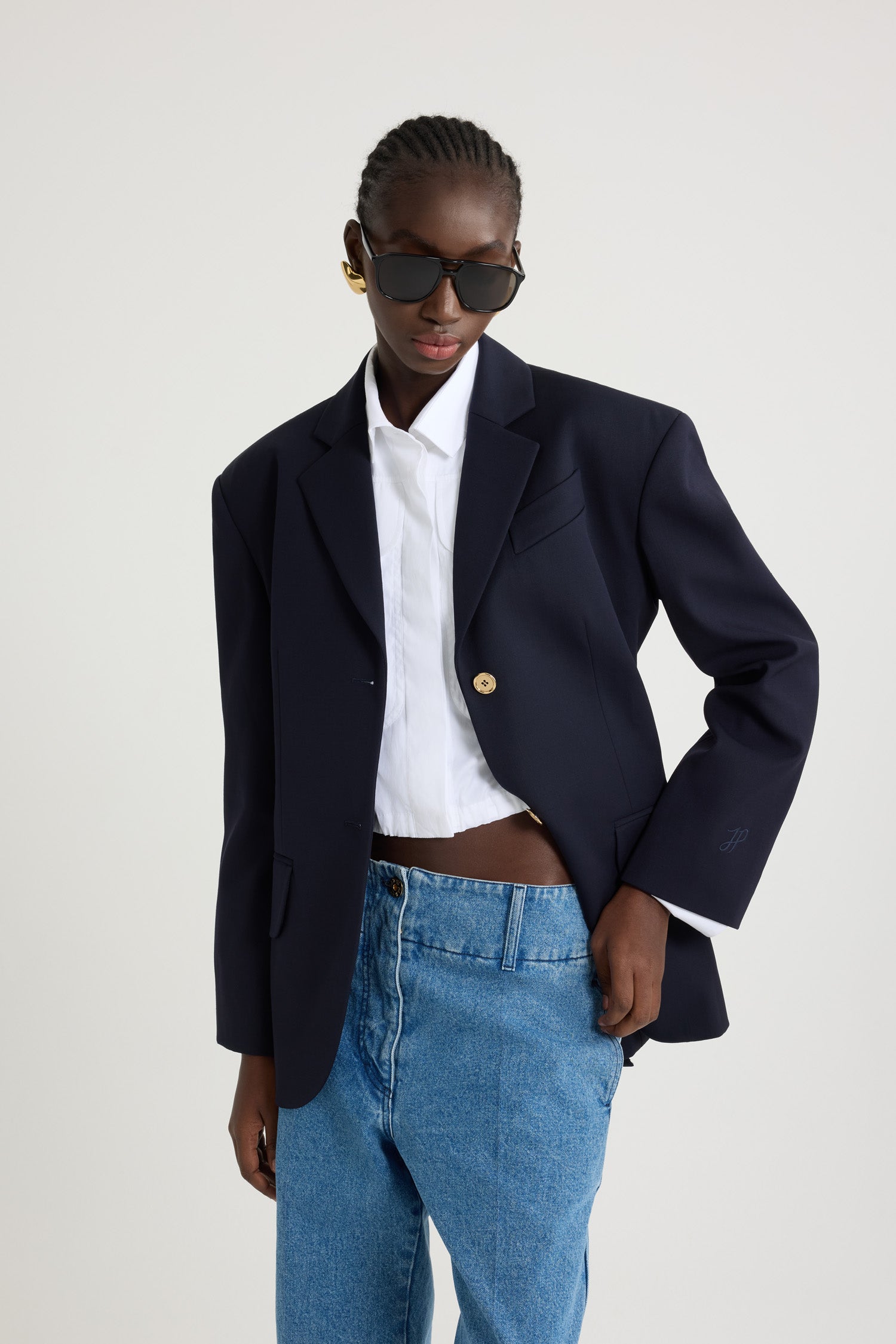 Patou P25JA047 veste oversize bleu marine 34-44 laine