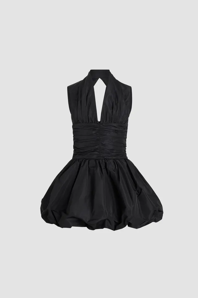 Patou Cérémonie mini robe faille recyclée noire dos nu
