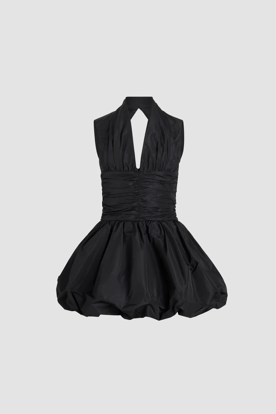 Patou Cérémonie mini robe faille recyclée noire dos nu
