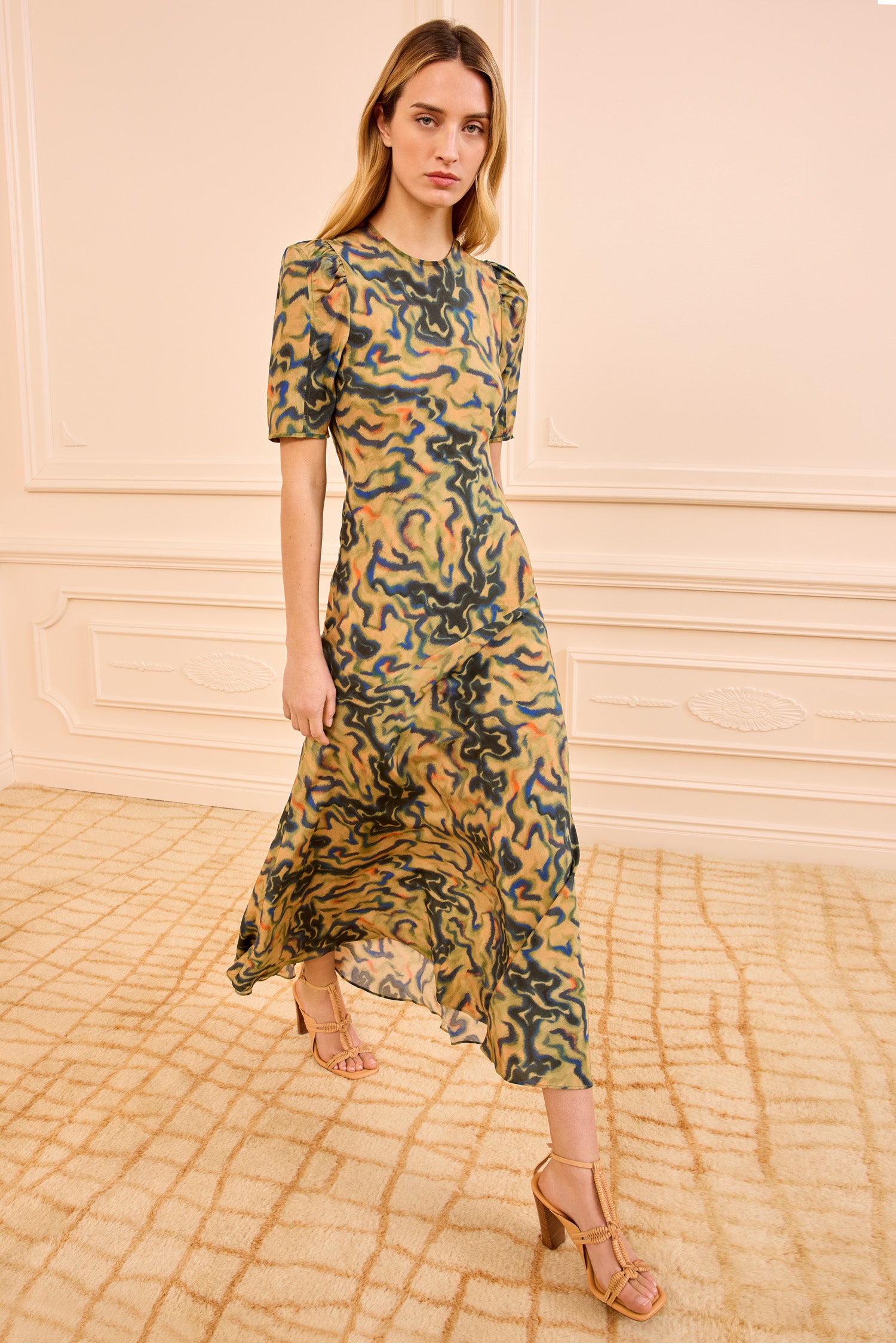 Ulla Johnson Samar SP260158 robe soie Geode verte