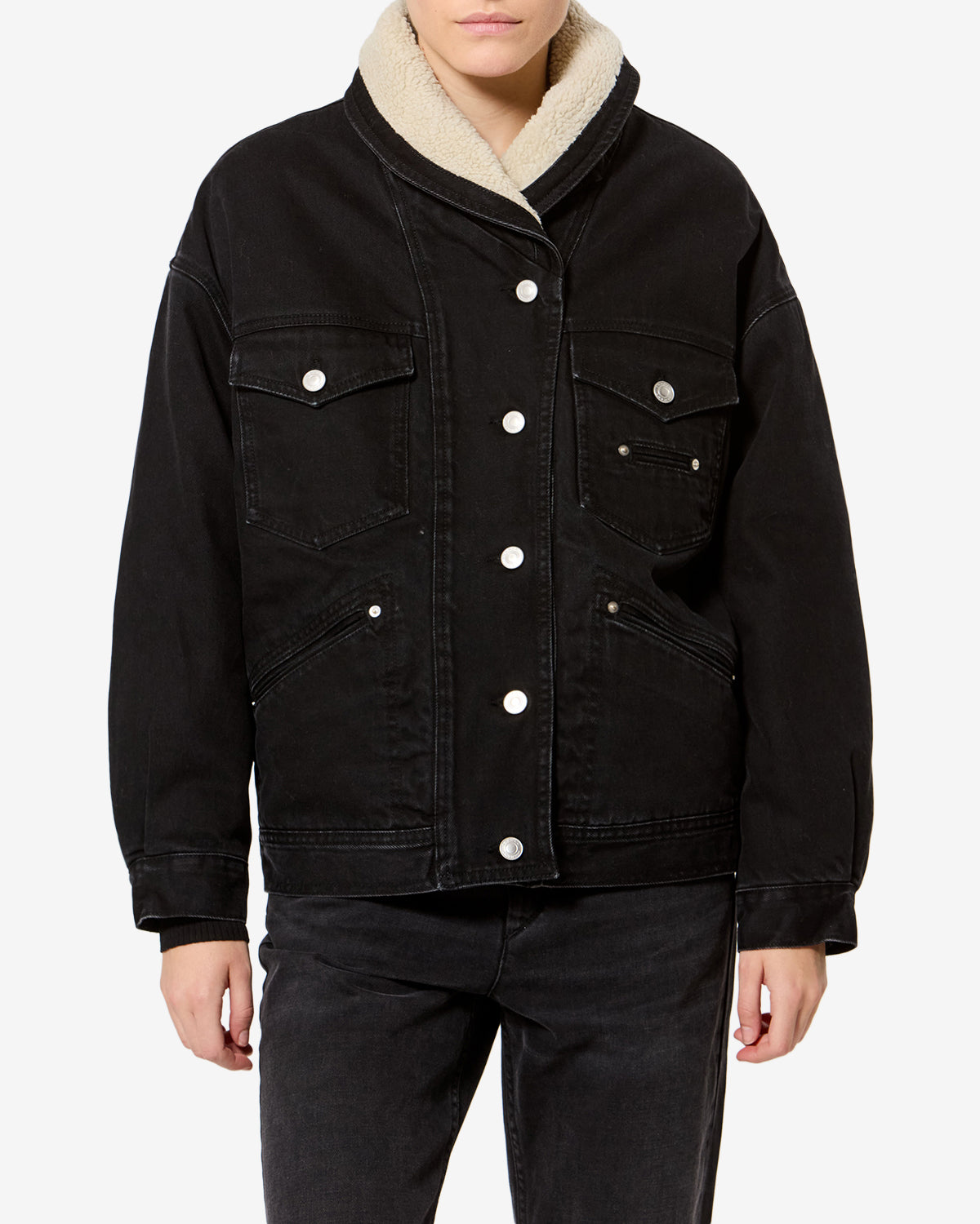 Isabel Marant Pimia veste denim noir délavé doublée