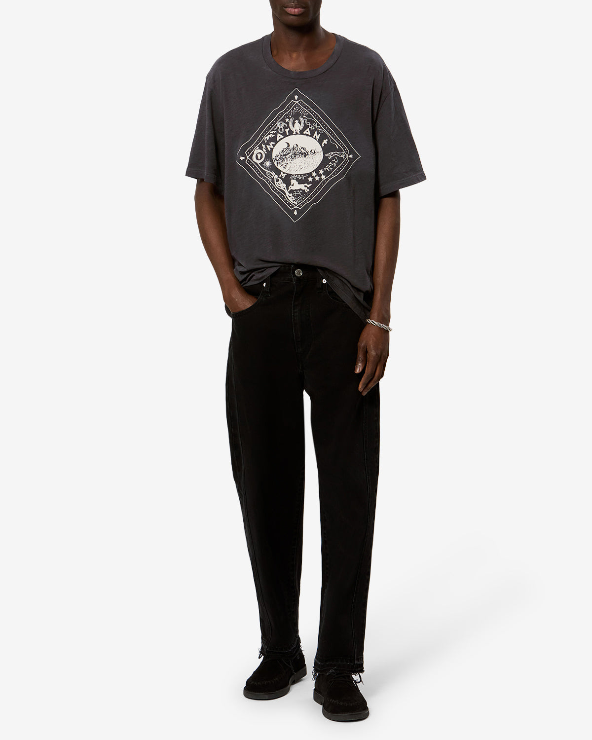 Isabel Marant Hiroe t-shirt noir délavé coton loose